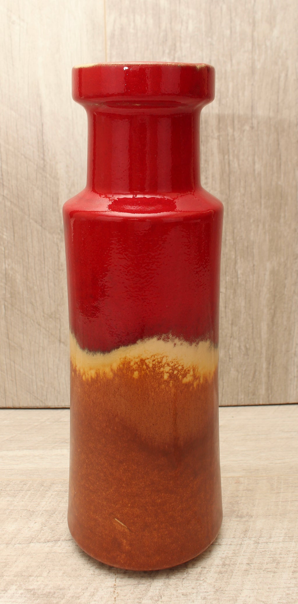 Vintage Scheurich Keramik West German Pottery Vase - Flame Drip Glaze - Model 205-32