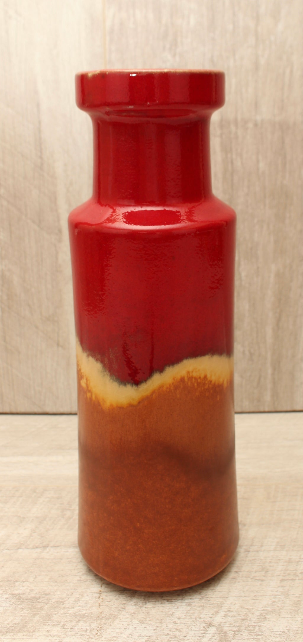 Vintage Scheurich Keramik West German Pottery Vase - Flame Drip Glaze - Model 205-32