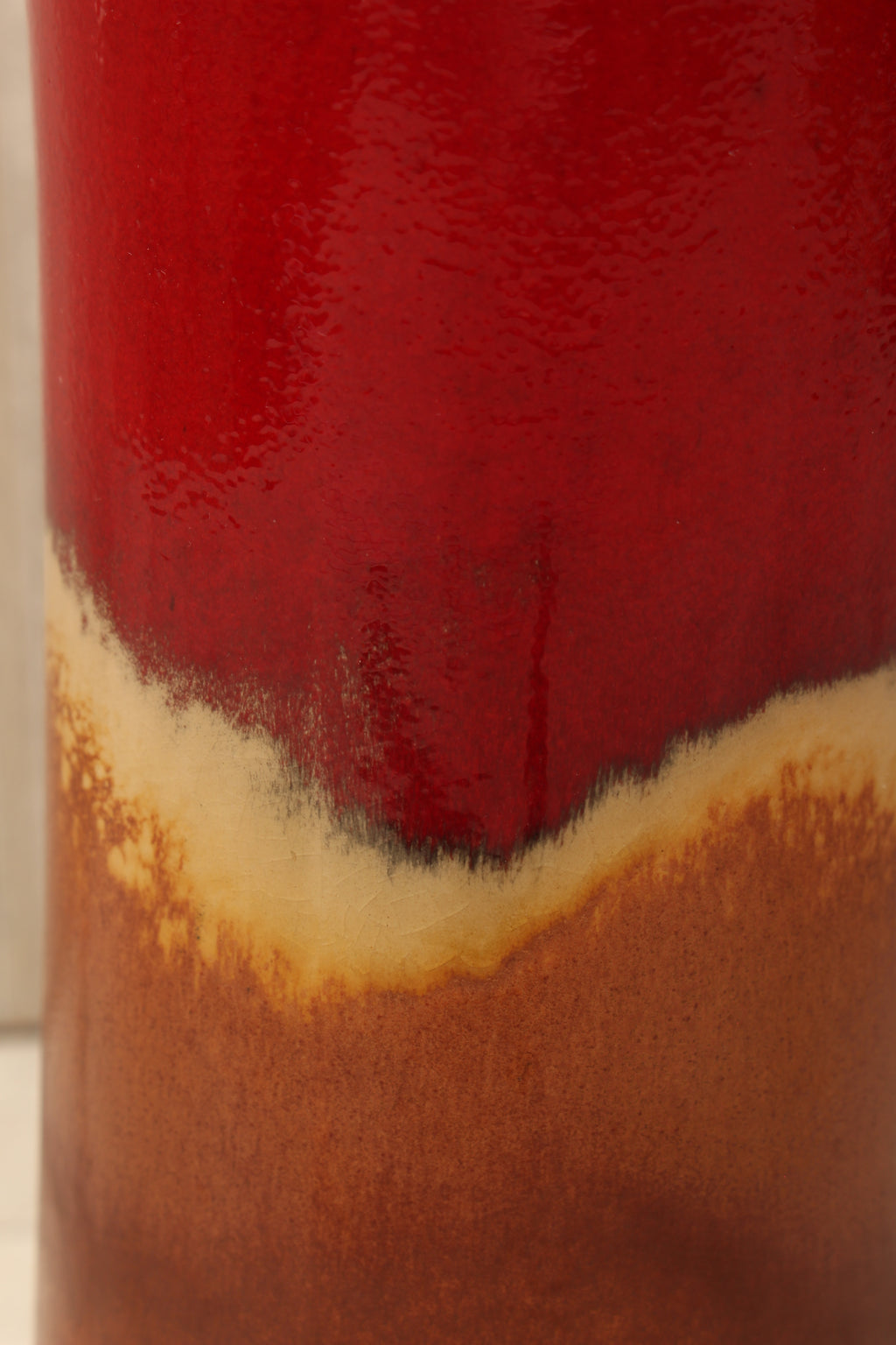 Vintage Scheurich Keramik West German Pottery Vase - Flame Drip Glaze - Model 205-32