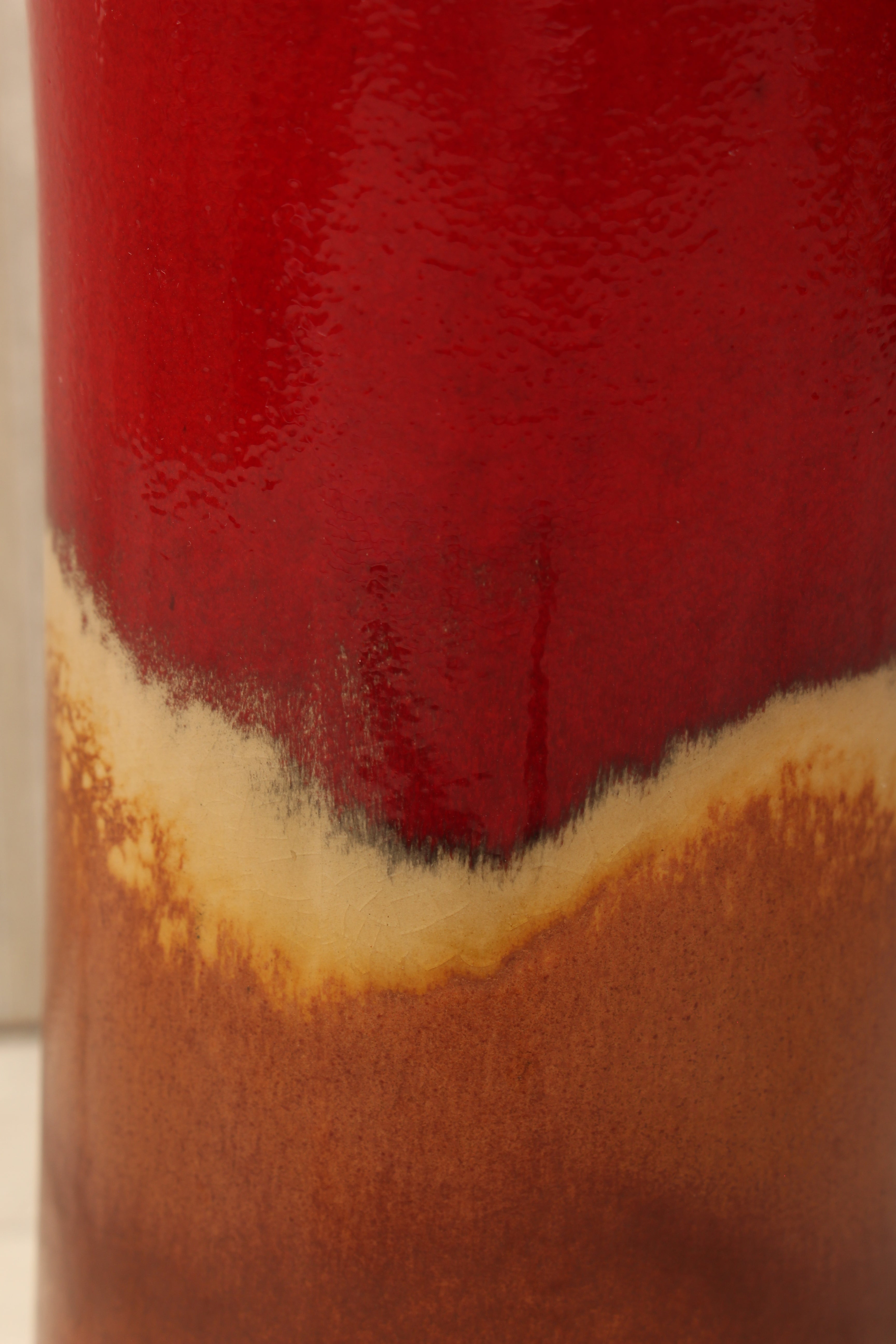 Vintage Scheurich Keramik West German Pottery Vase - Flame Drip Glaze - Model 205-32