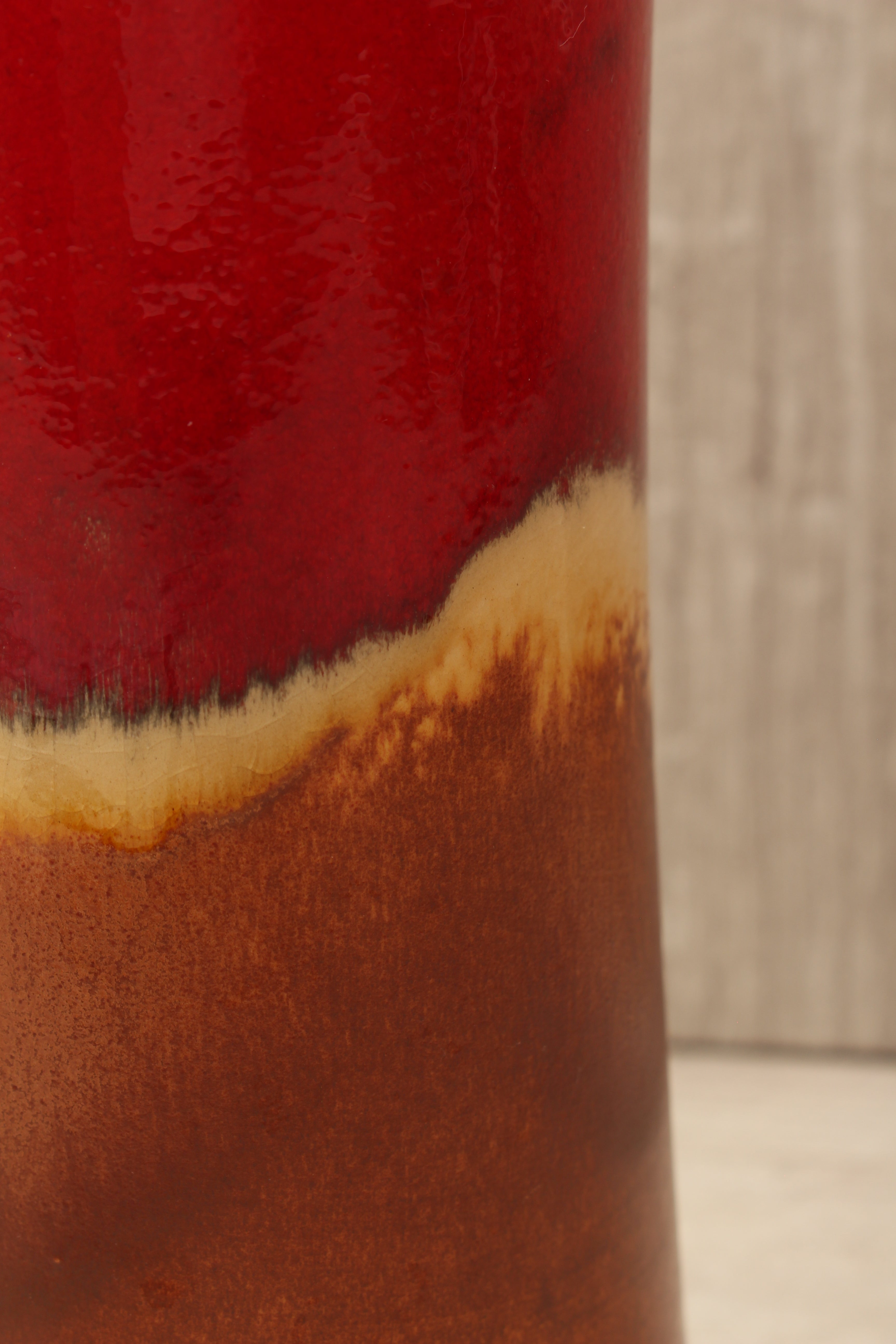 Vintage Scheurich Keramik West German Pottery Vase - Flame Drip Glaze - Model 205-32