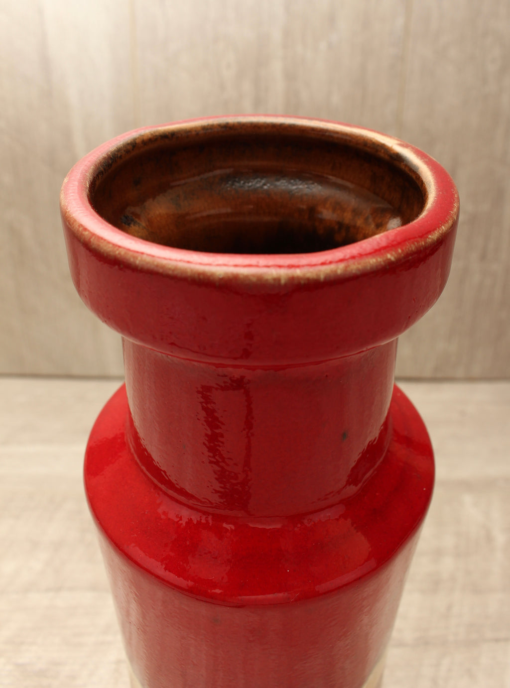Vintage Scheurich Keramik West German Pottery Vase - Flame Drip Glaze - Model 205-32
