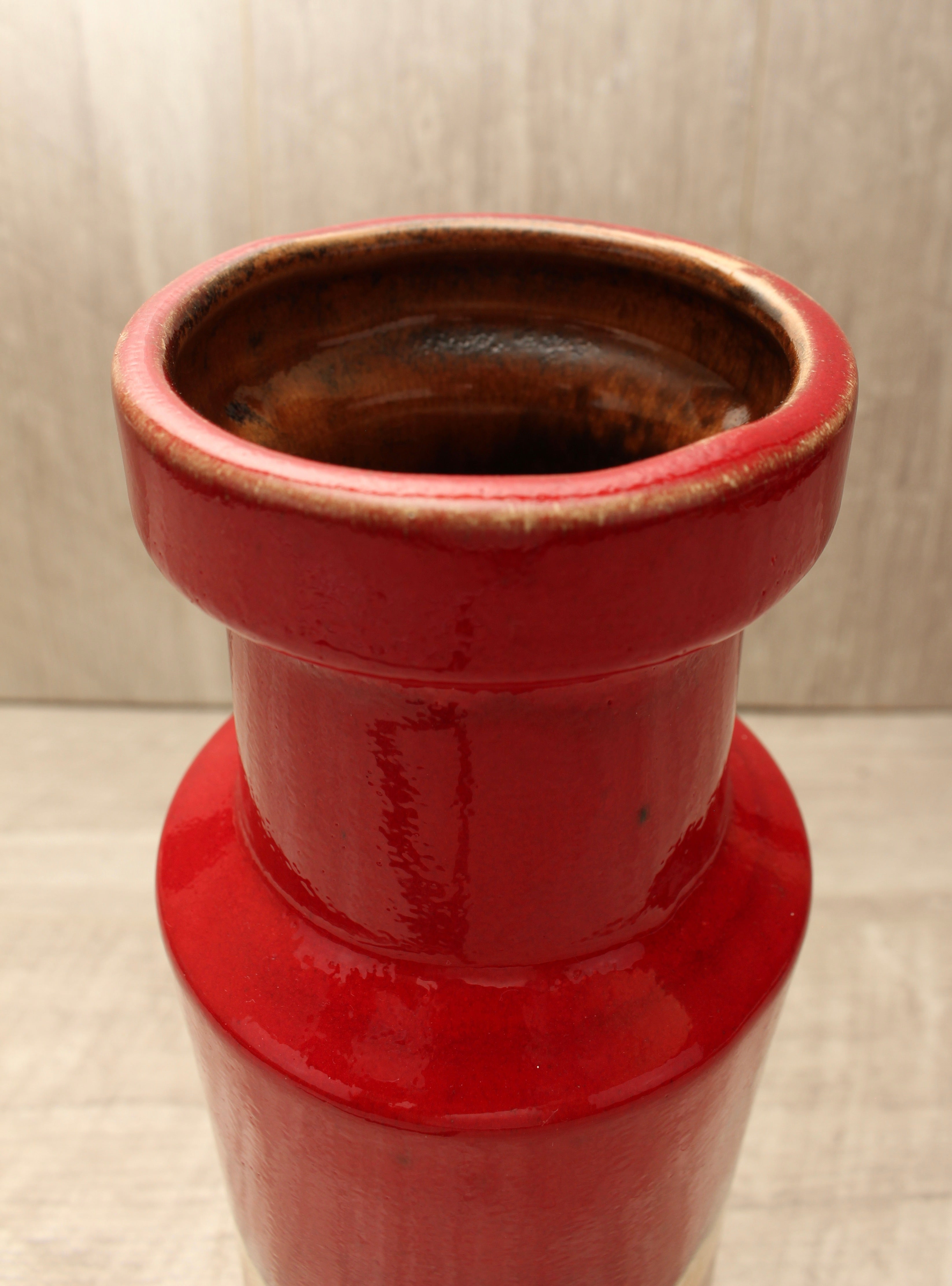 Vintage Scheurich Keramik West German Pottery Vase - Flame Drip Glaze - Model 205-32