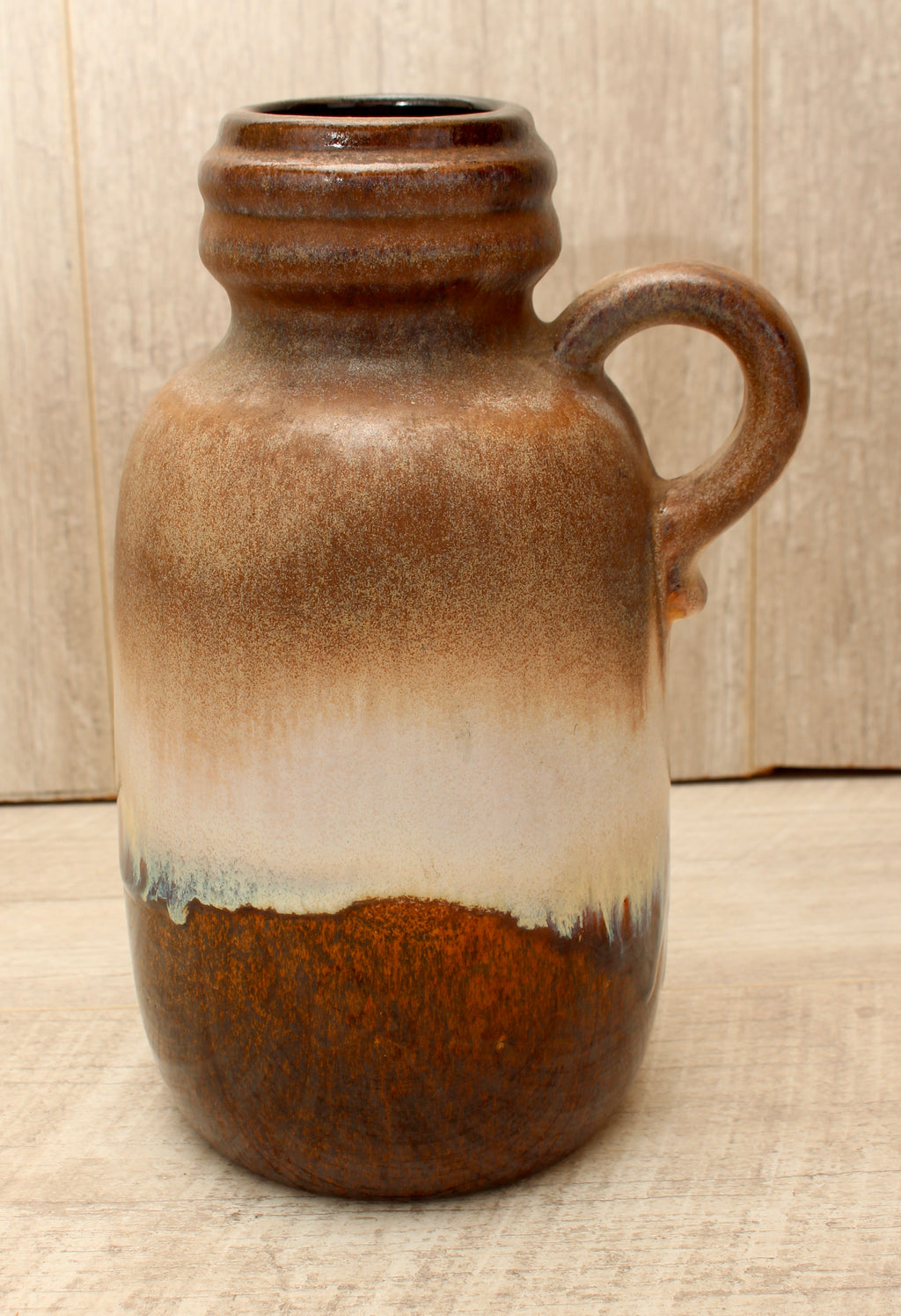Vintage Scheurich Keramik West German Pottery Jug Vase - Contrast Drip Glaze - Model 413-20