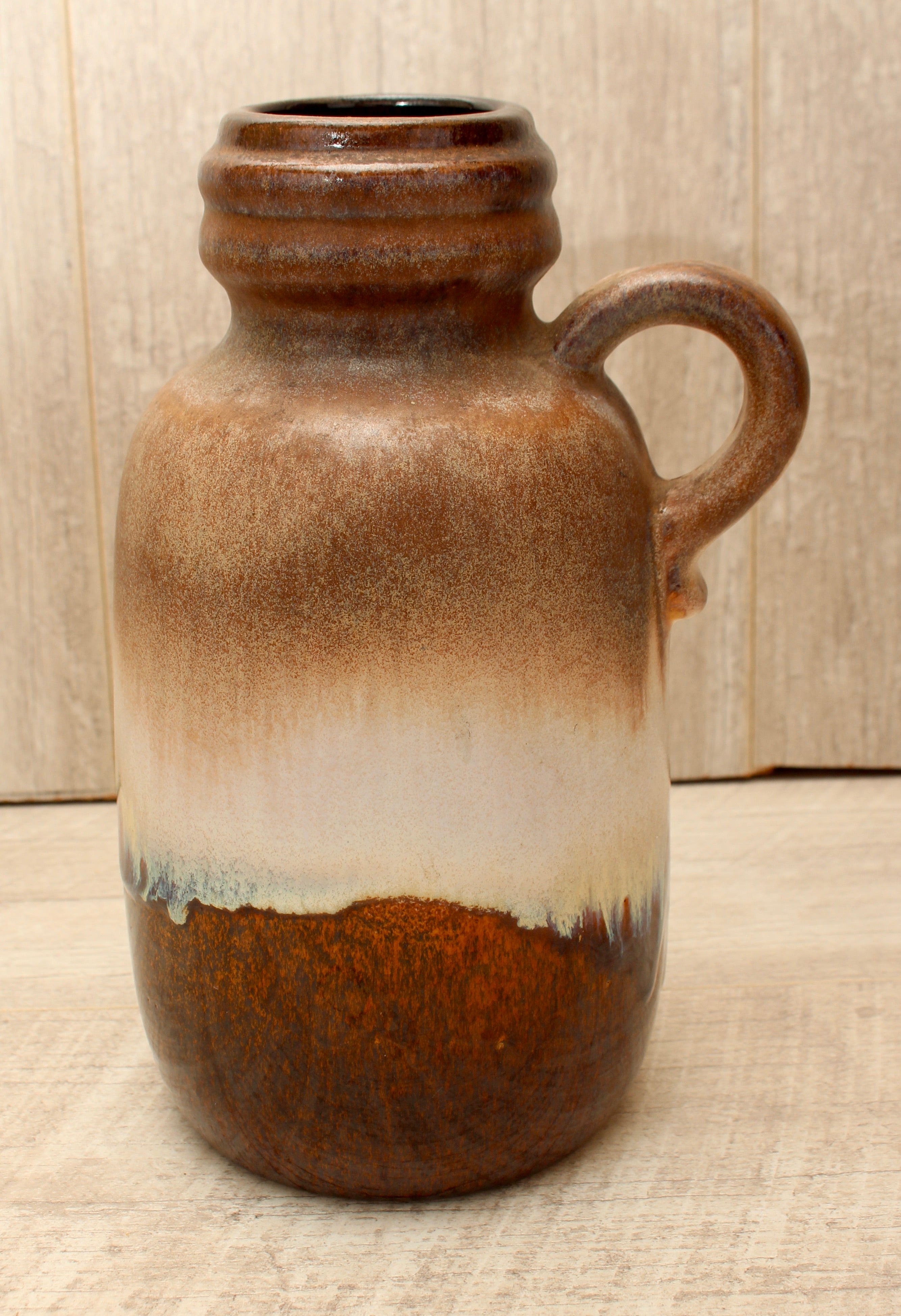 Vintage Scheurich Keramik West German Pottery Jug Vase - Contrast Drip Glaze - Model 413-20