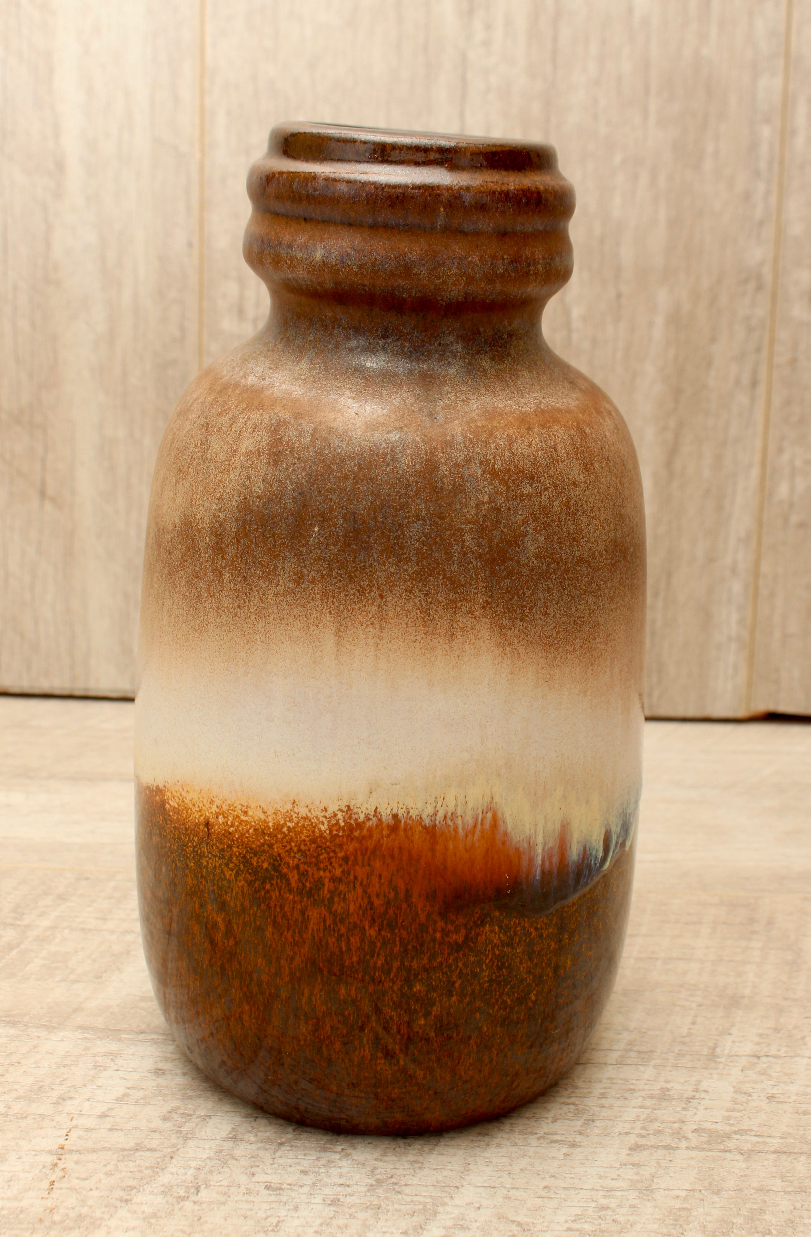 Vintage Scheurich Keramik West German Pottery Jug Vase - Contrast Drip Glaze - Model 413-20