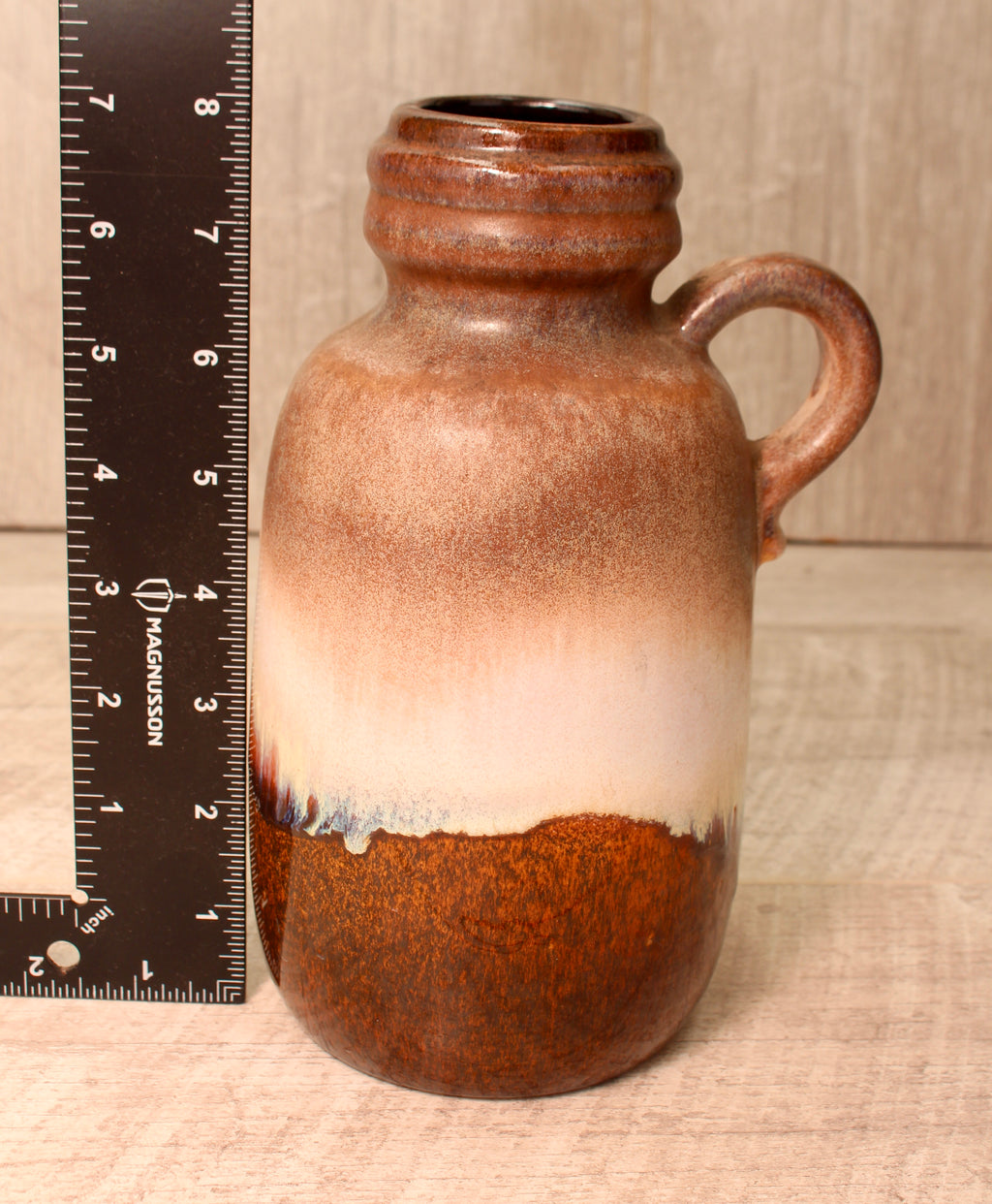 Vintage Scheurich Keramik West German Pottery Jug Vase - Contrast Drip Glaze - Model 413-20