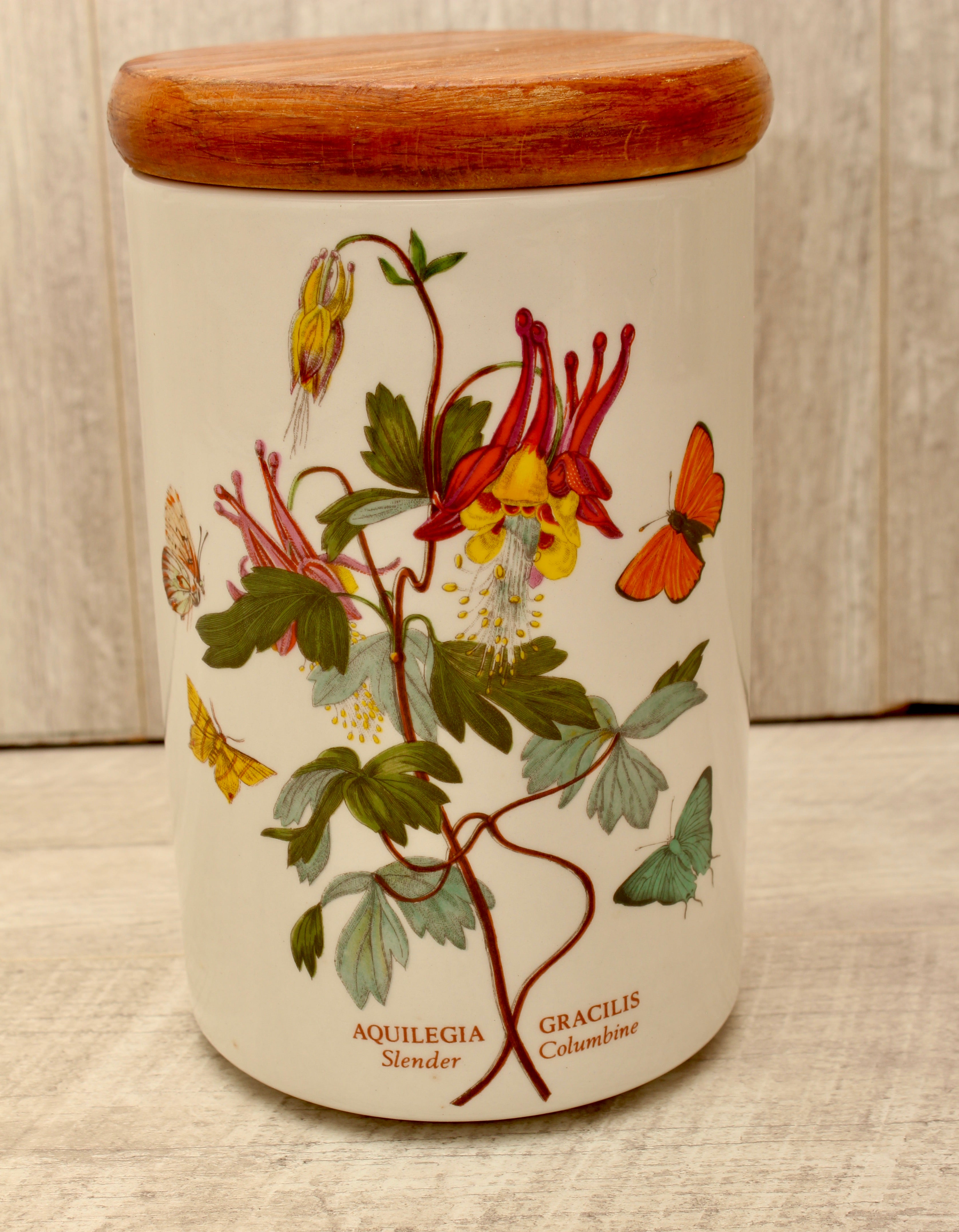 Vintage Portmeirion Botanic Garden Storage Jar Canister - Aquilegia Columbine