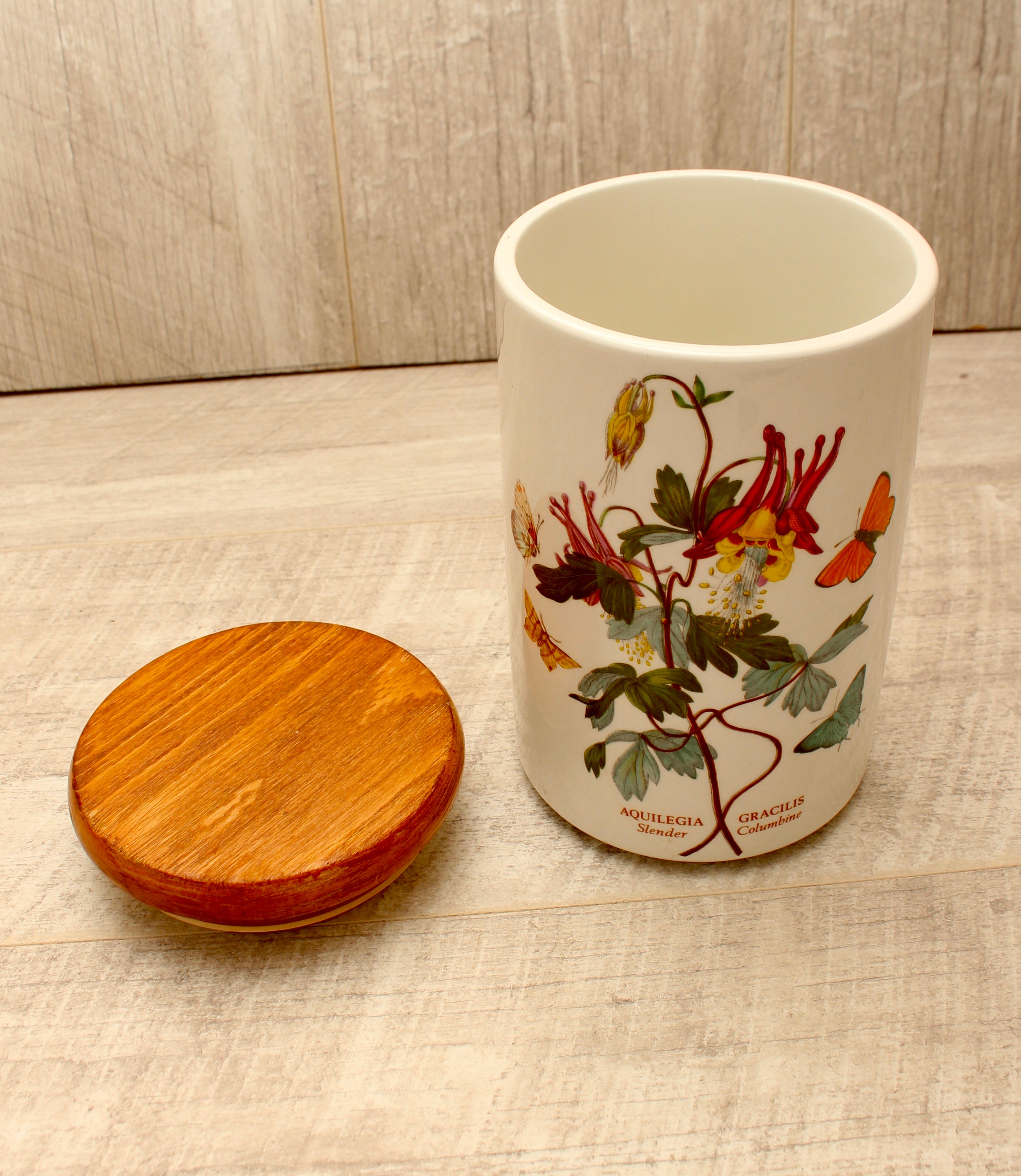 Vintage Portmeirion Botanic Garden Storage Jar Canister - Aquilegia Columbine