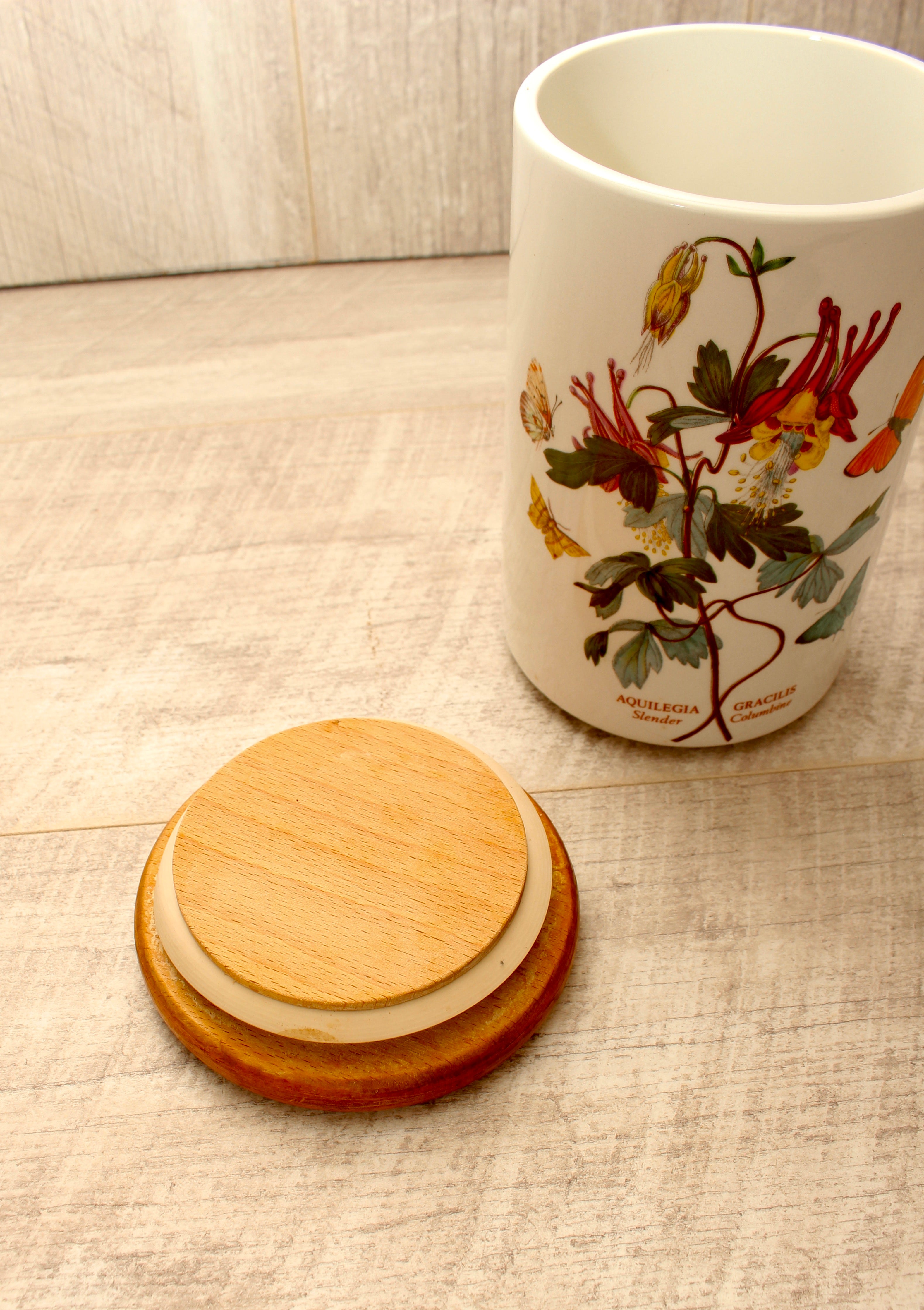 Vintage Portmeirion Botanic Garden Storage Jar Canister - Aquilegia Columbine