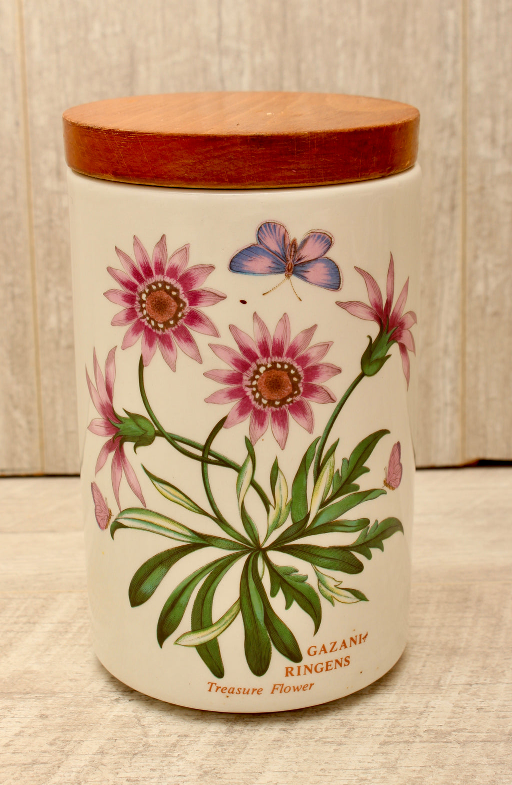 Vintage Portmeirion Botanic Garden Storage Jar Canister - Gazania Treasure Flower