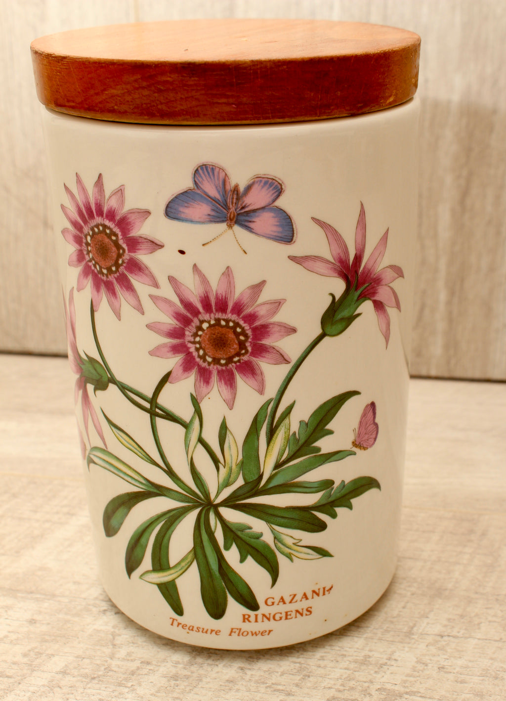 Vintage Portmeirion Botanic Garden Storage Jar Canister - Gazania Treasure Flower