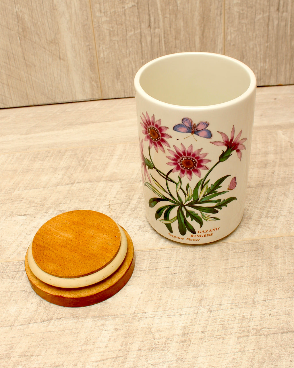 Vintage Portmeirion Botanic Garden Storage Jar Canister - Gazania Treasure Flower