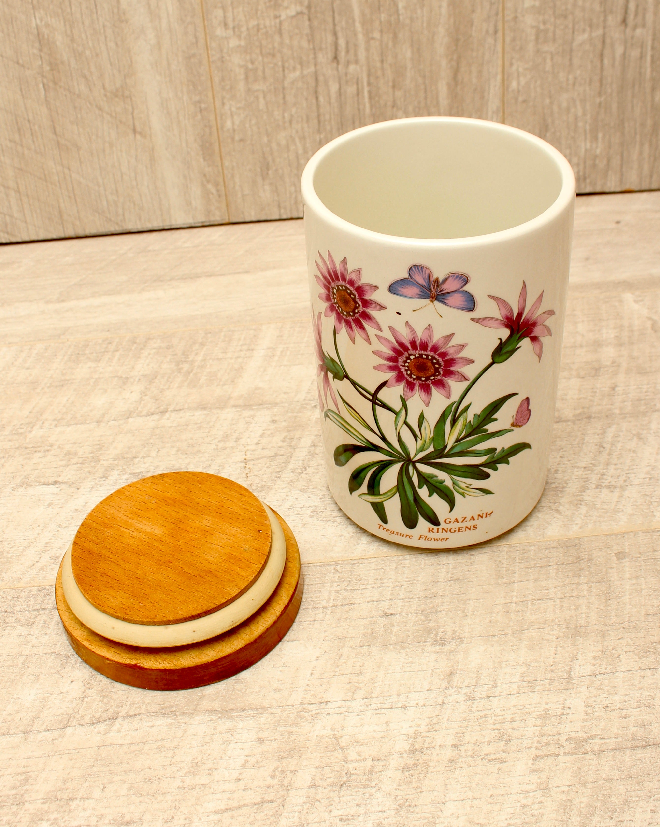 Vintage Portmeirion Botanic Garden Storage Jar Canister - Gazania Treasure Flower
