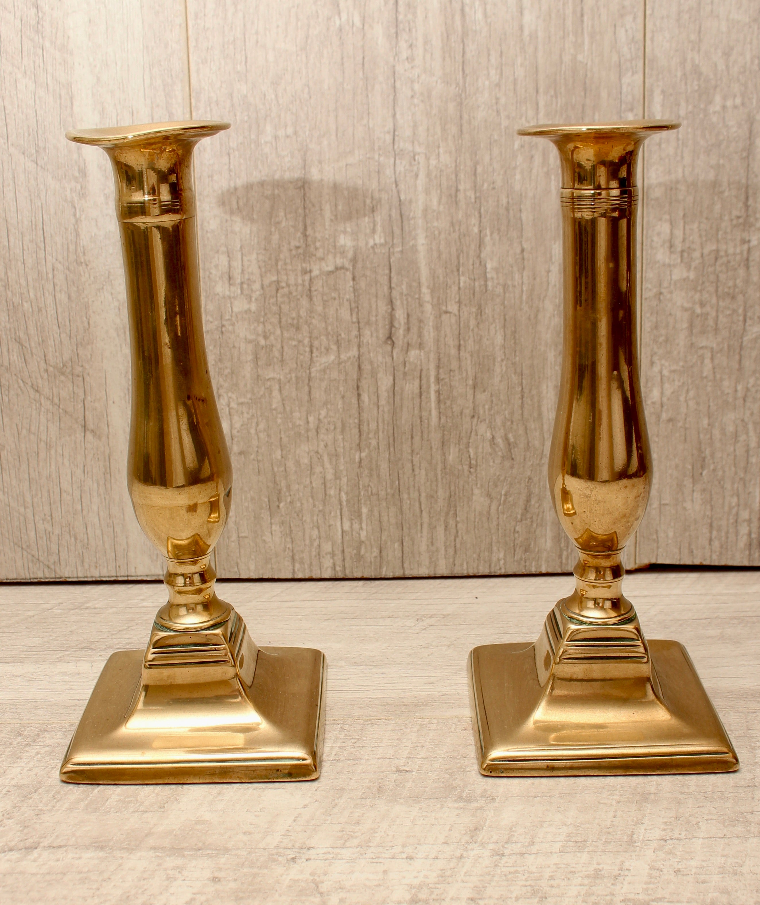 Vintage Solid Brass Candlesticks - Pair - 8 Inch