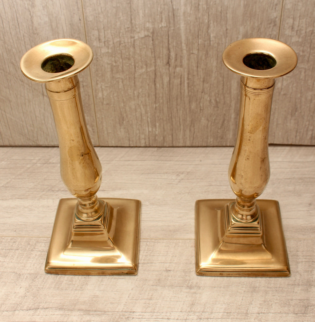 Vintage Solid Brass Candlesticks - Pair - 8 Inch