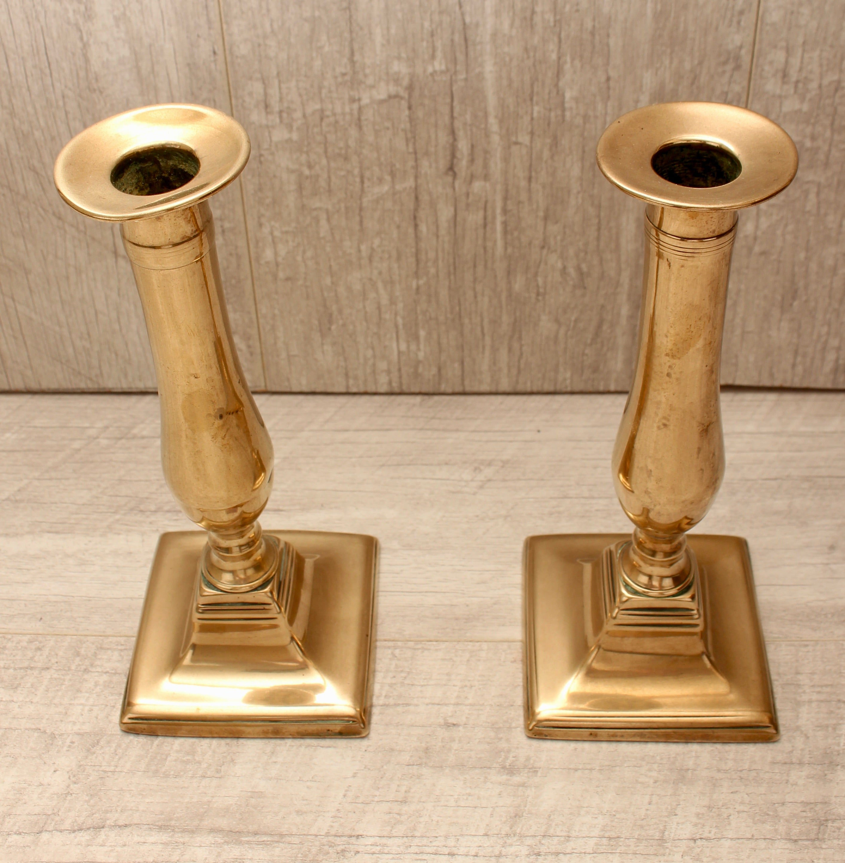 Vintage Solid Brass Candlesticks - Pair - 8 Inch