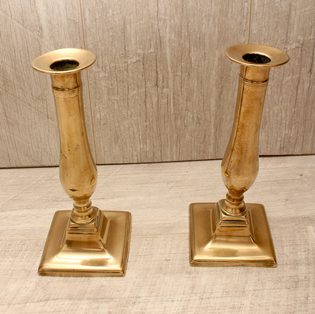 Vintage Solid Brass Candlesticks - Pair - 8 Inch