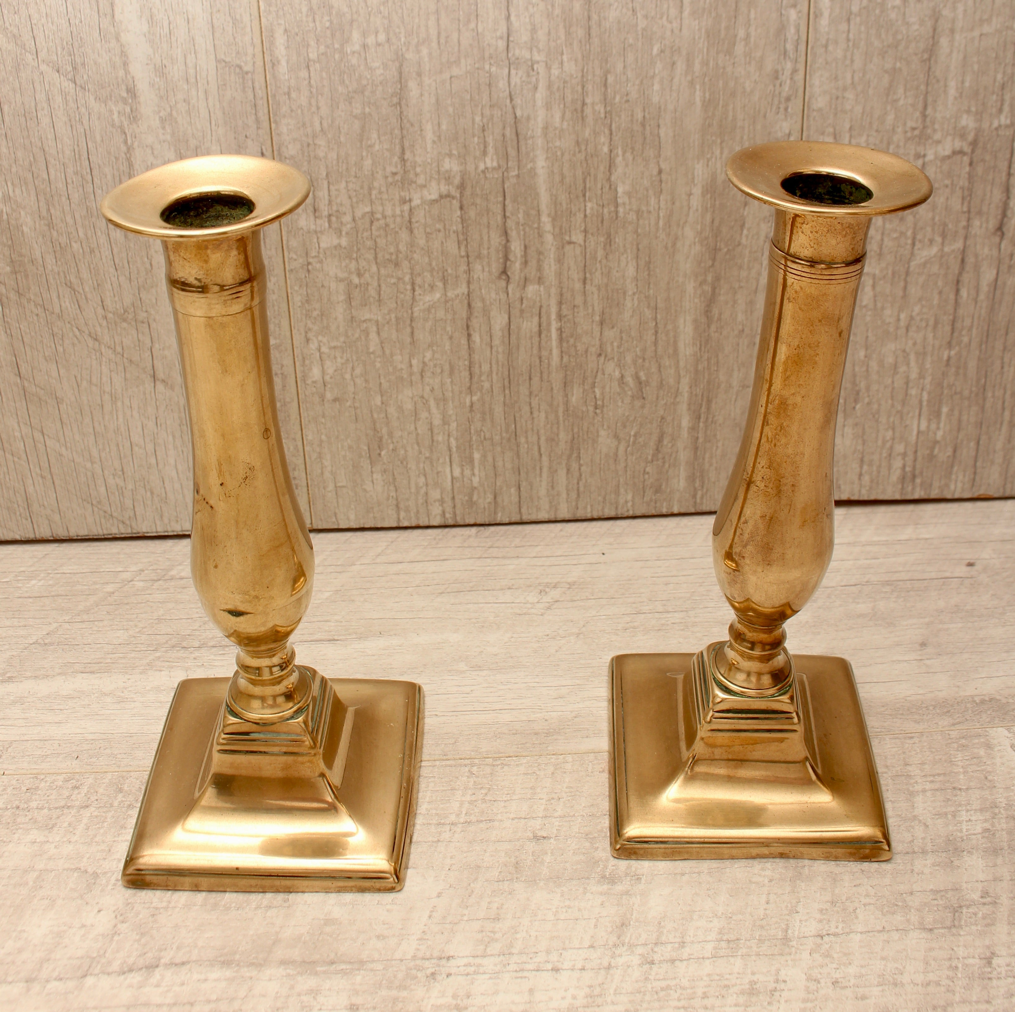 Vintage Solid Brass Candlesticks - Pair - 8 Inch
