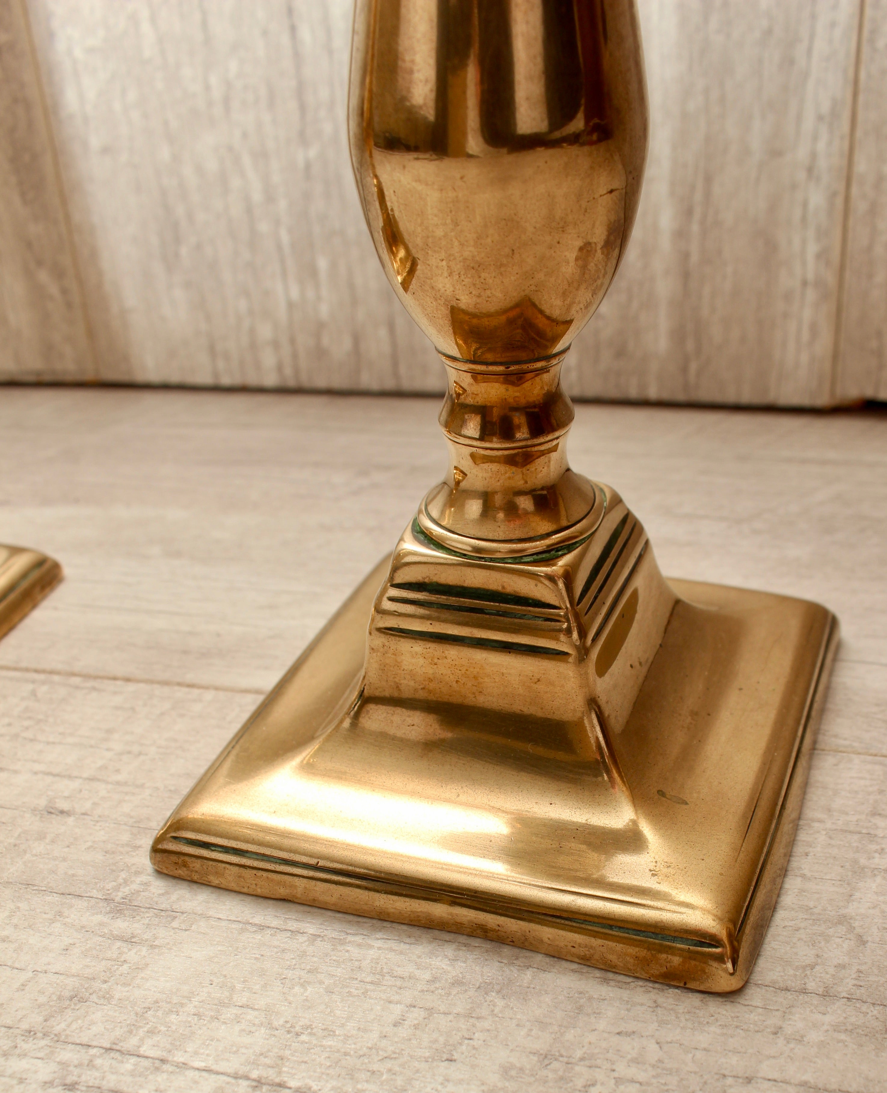 Vintage Solid Brass Candlesticks - Pair - 8 Inch