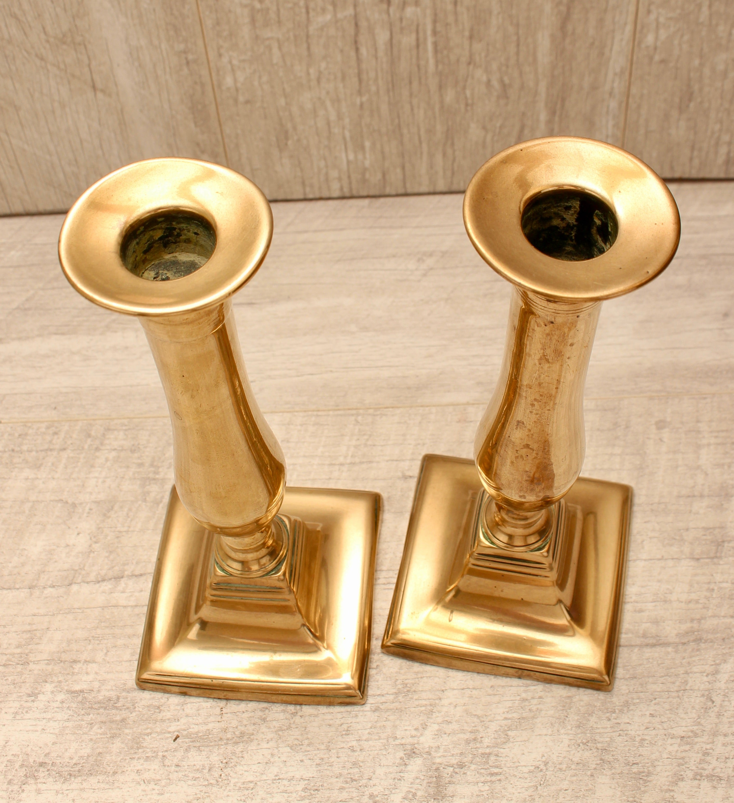 Vintage Solid Brass Candlesticks - Pair - 8 Inch