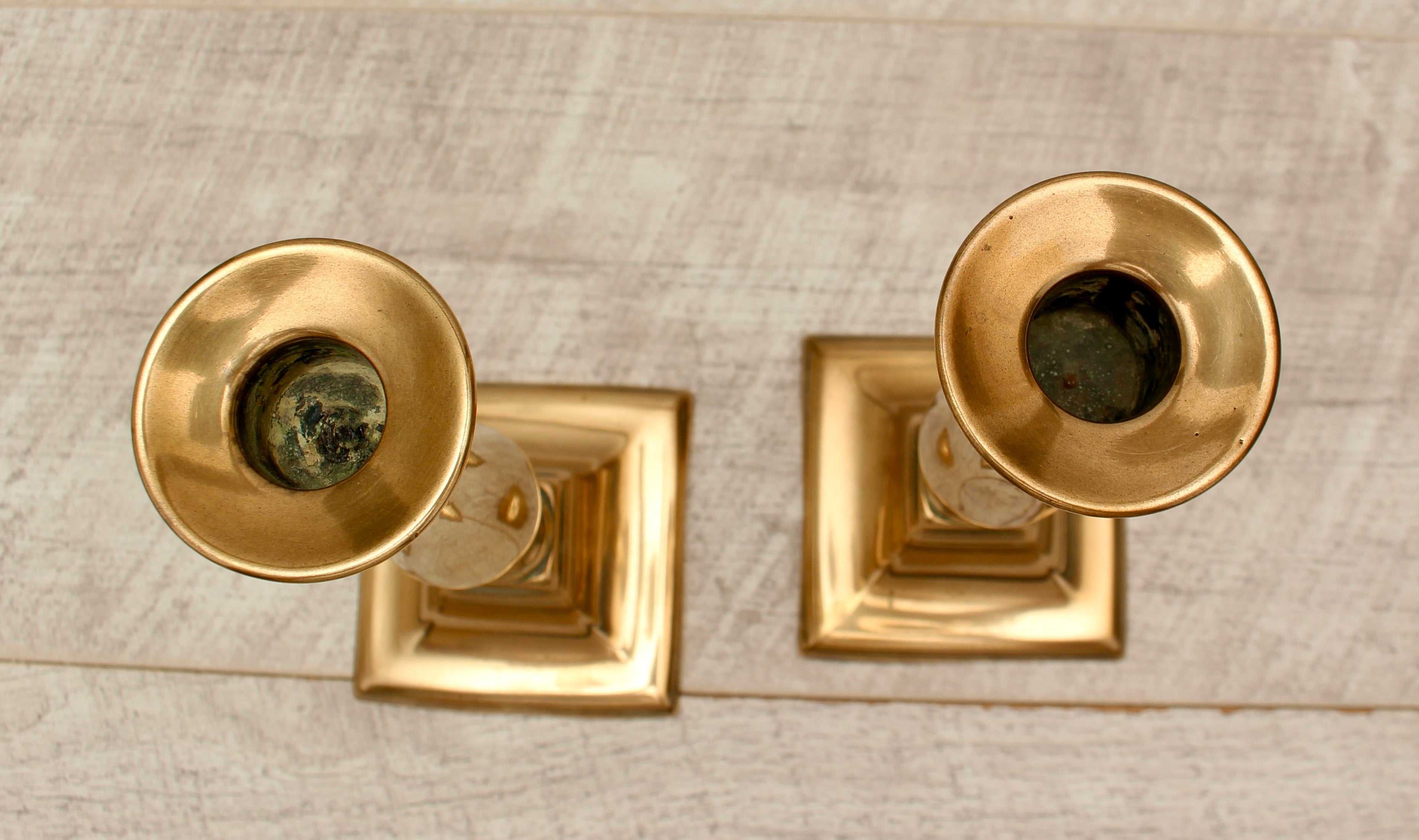 Vintage Solid Brass Candlesticks - Pair - 8 Inch