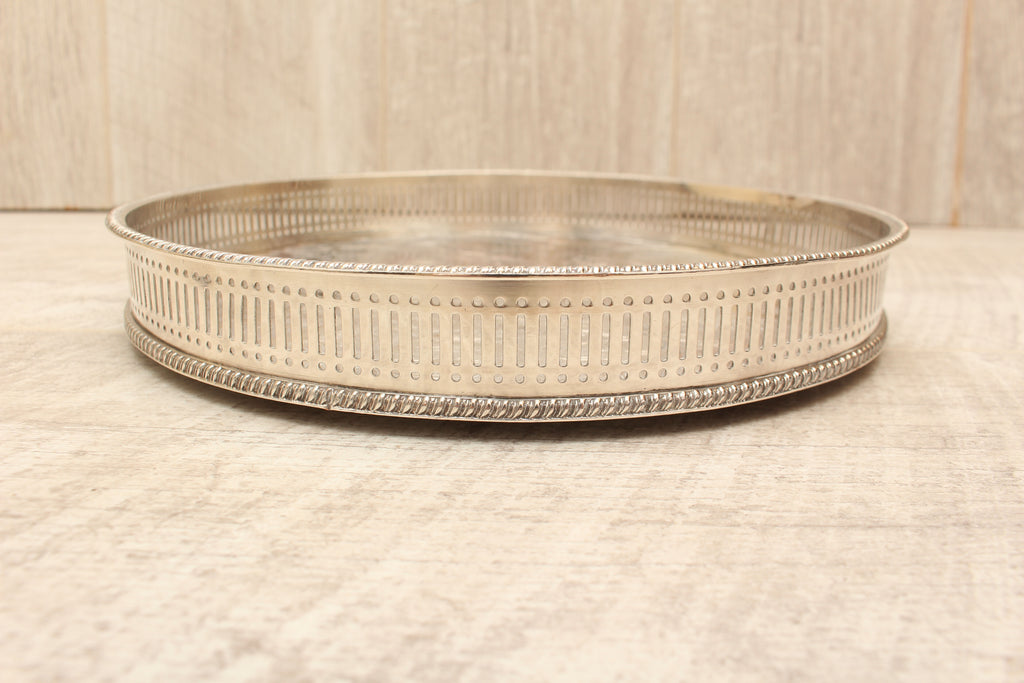 Vintage Sheffield Silver Plated Gallery Tray - Copper Base Metal - 10 Inch