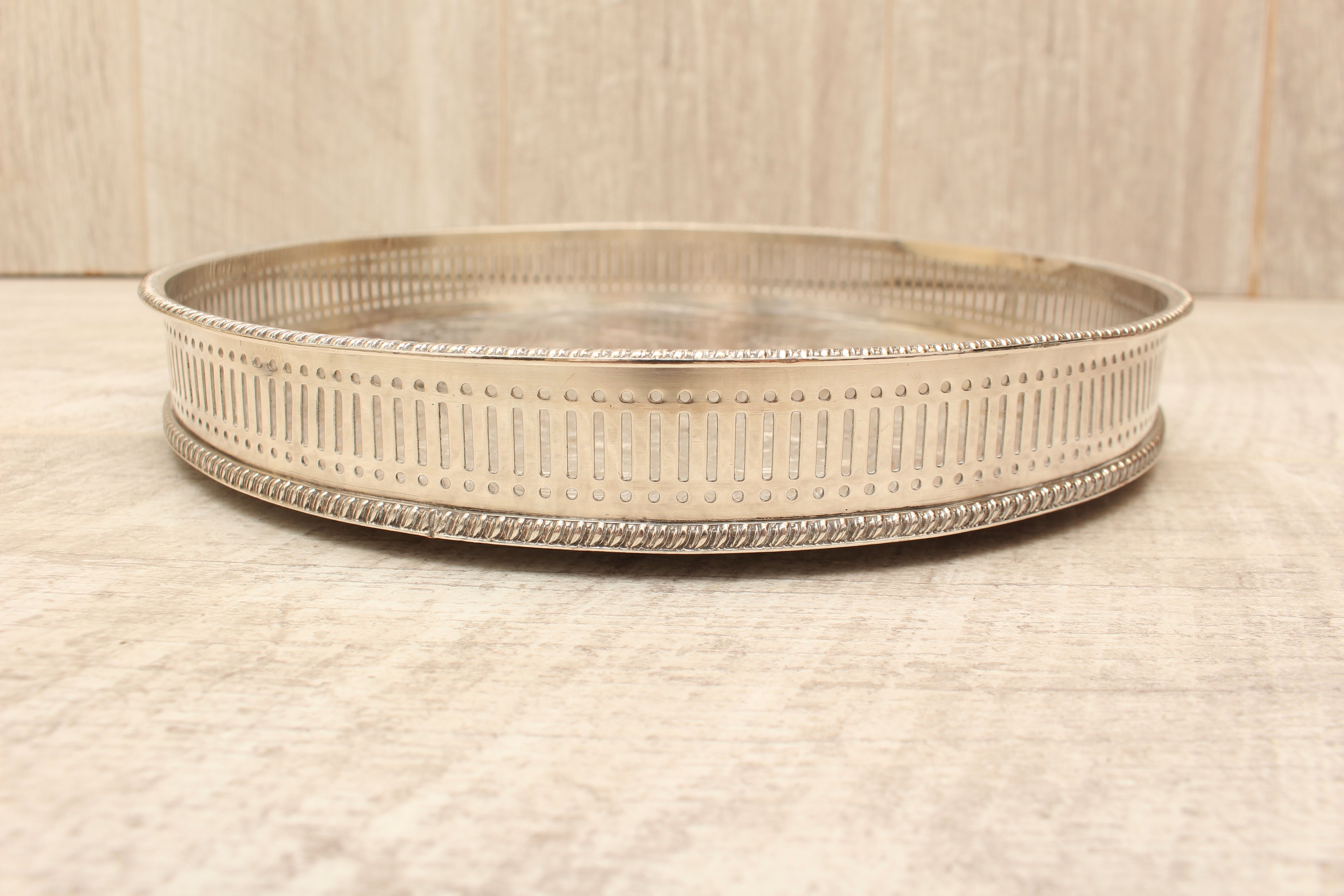 Vintage Sheffield Silver Plated Gallery Tray - Copper Base Metal - 10 Inch