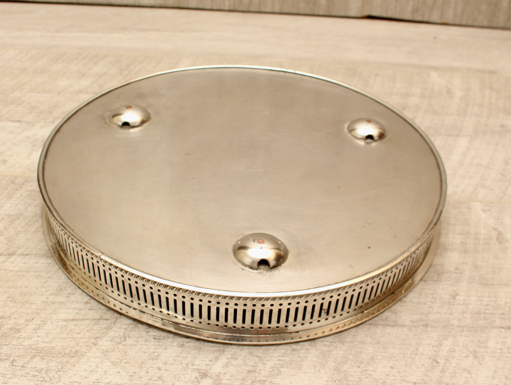 Vintage Sheffield Silver Plated Gallery Tray - Copper Base Metal - 10 Inch