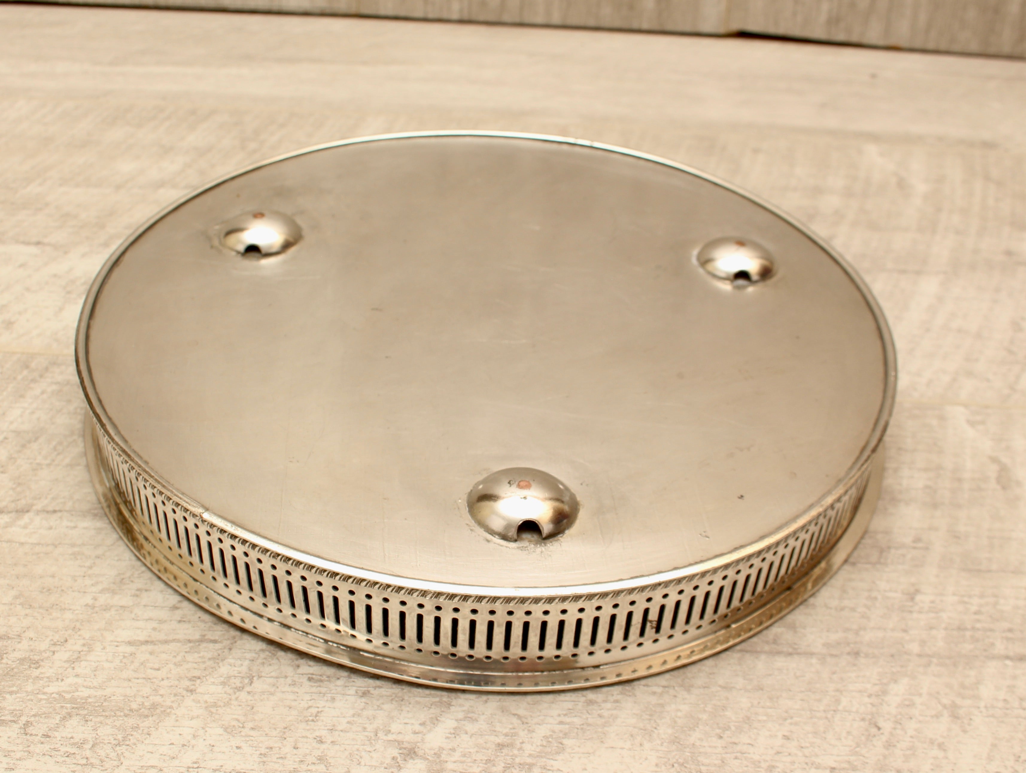 Vintage Sheffield Silver Plated Gallery Tray - Copper Base Metal - 10 Inch