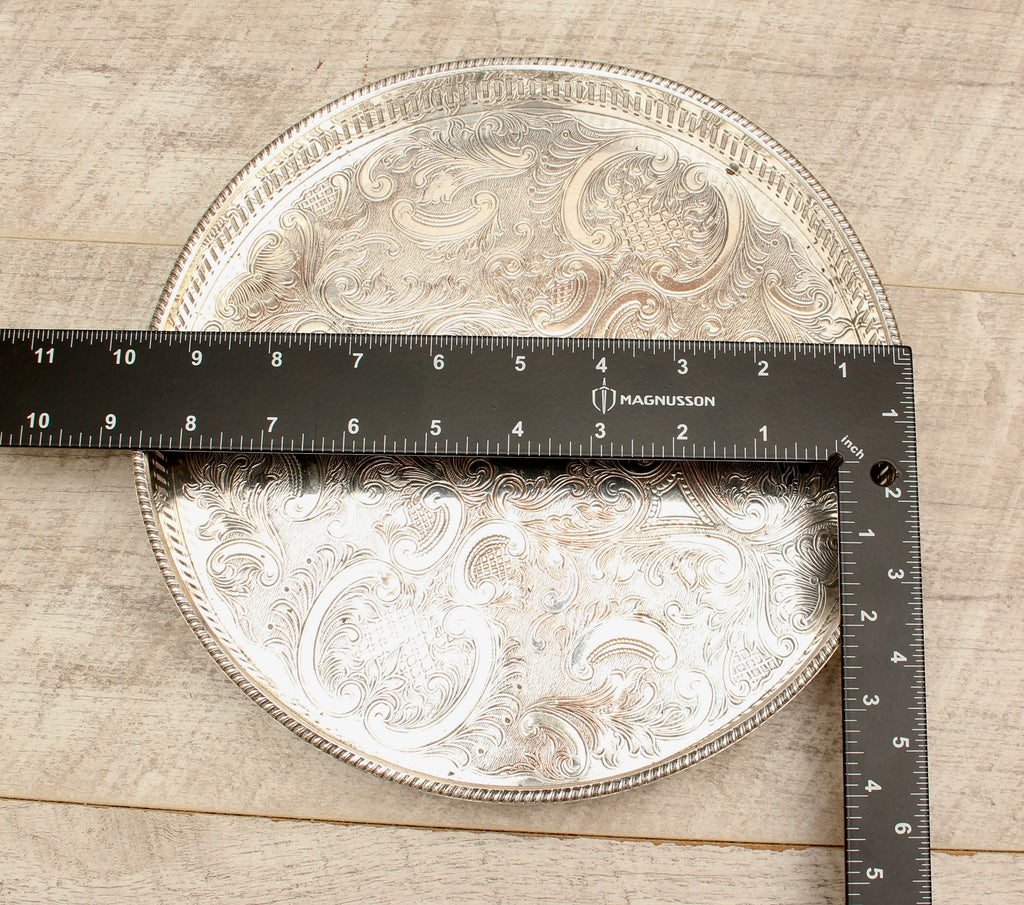 Vintage Sheffield Silver Plated Gallery Tray - Copper Base Metal - 10 Inch