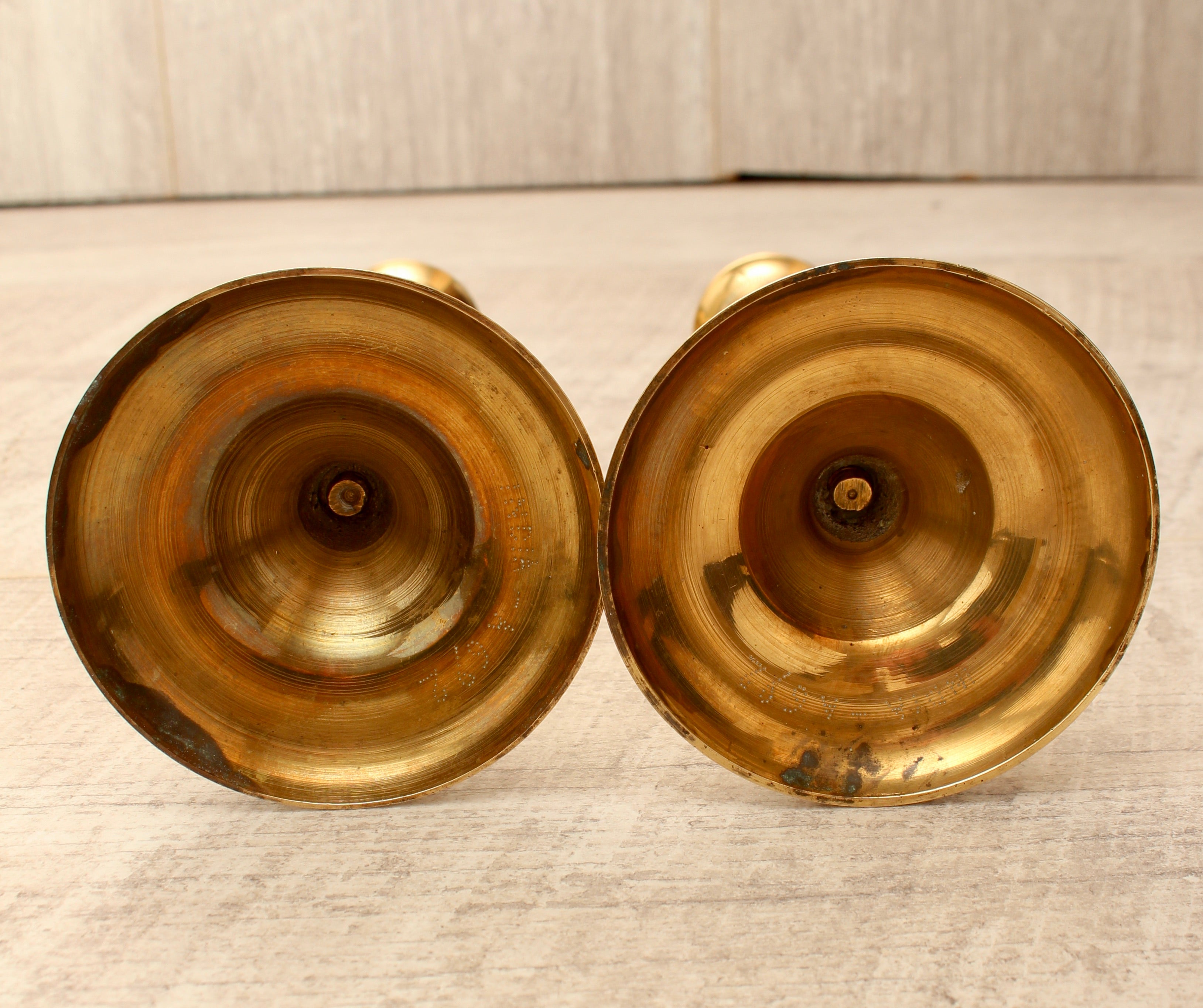 Vintage Hand-Engraved Indian Brass Candlesticks - Pair - 6.5 Inch
