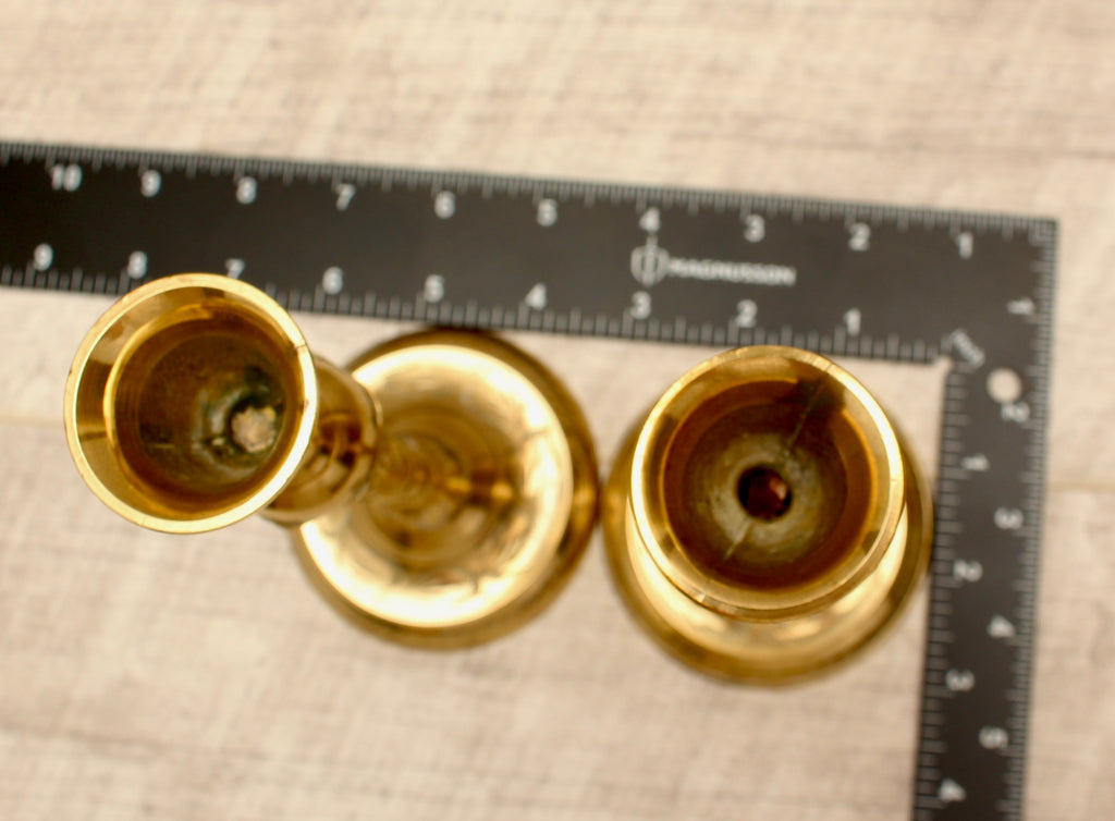 Vintage Hand-Engraved Indian Brass Candlesticks - Pair - 6.5 Inch