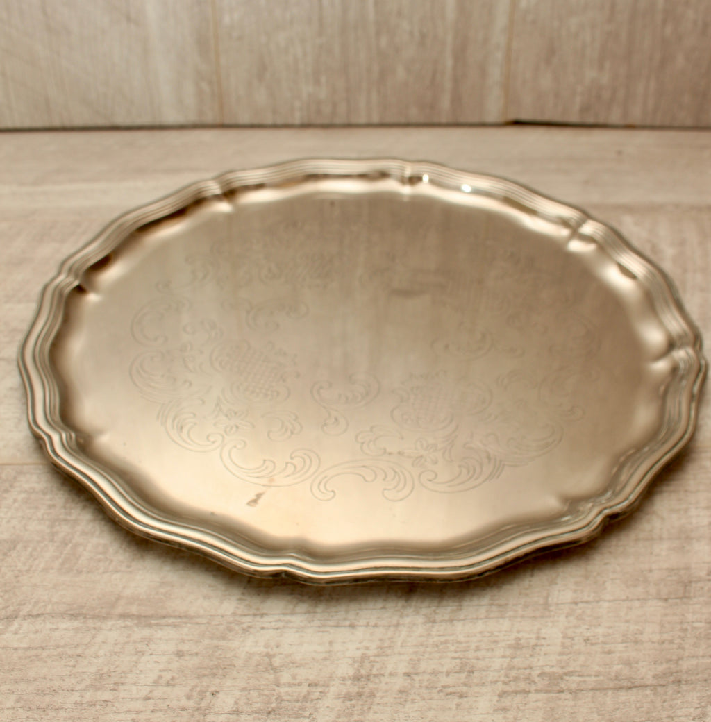 Vintage Inswabel German Silver Plated Chased Gallery Tray - 1960s