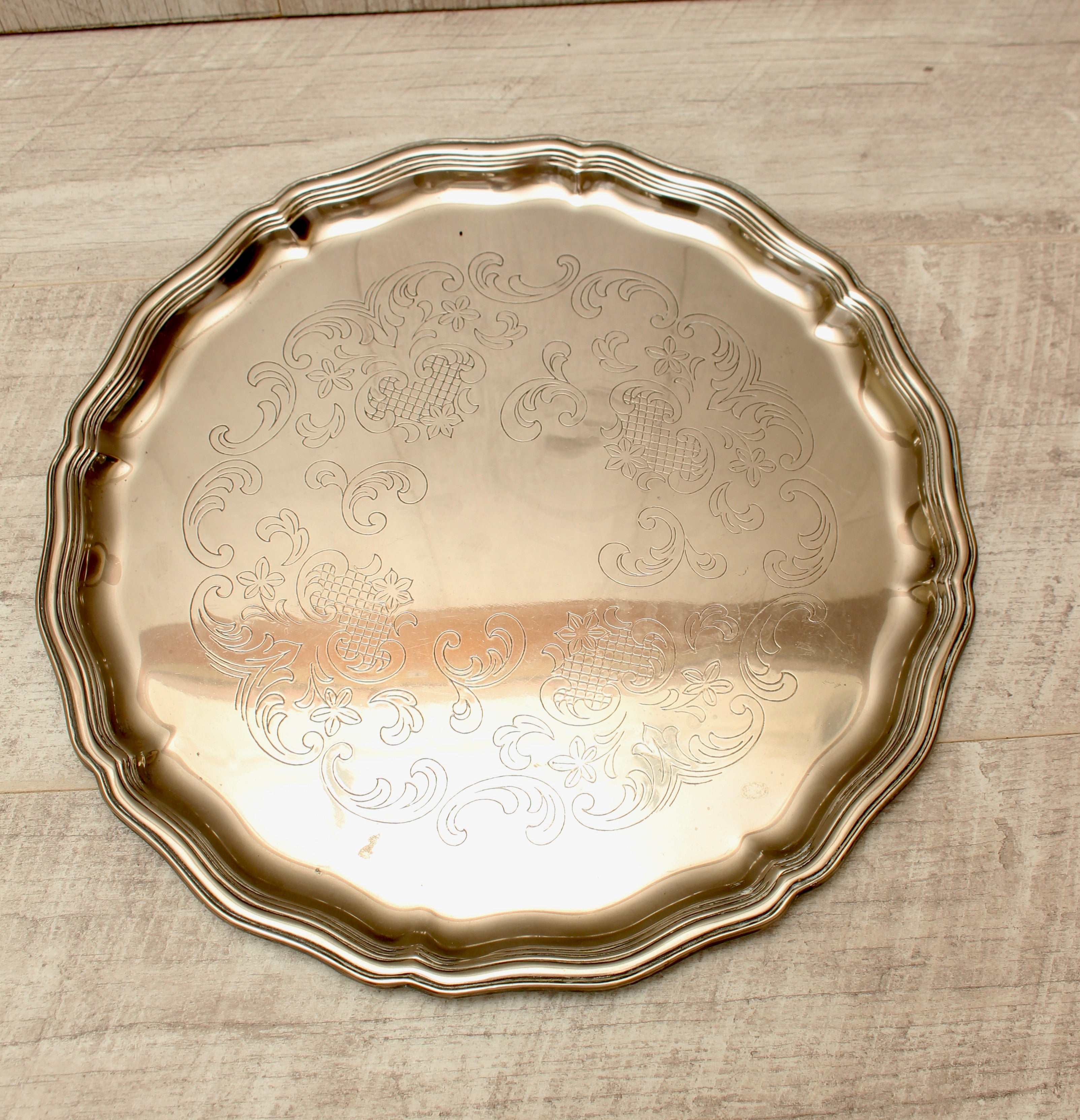 Vintage Inswabel German Silver Plated Chased Gallery Tray - 1960s