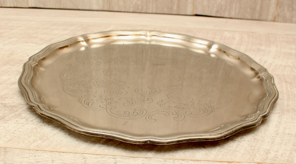 Vintage Inswabel German Silver Plated Chased Gallery Tray - 1960s