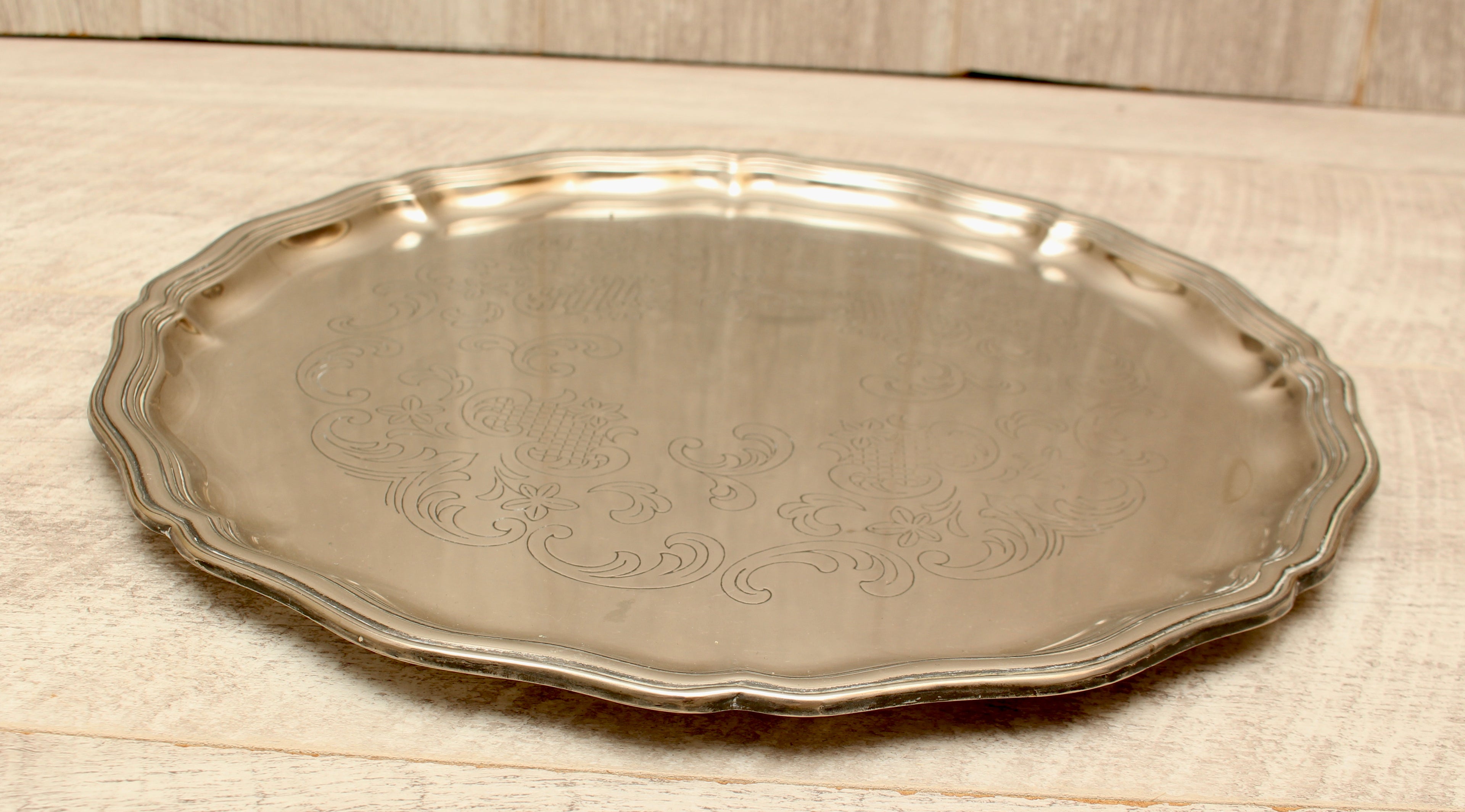 Vintage Inswabel German Silver Plated Chased Gallery Tray - 1960s