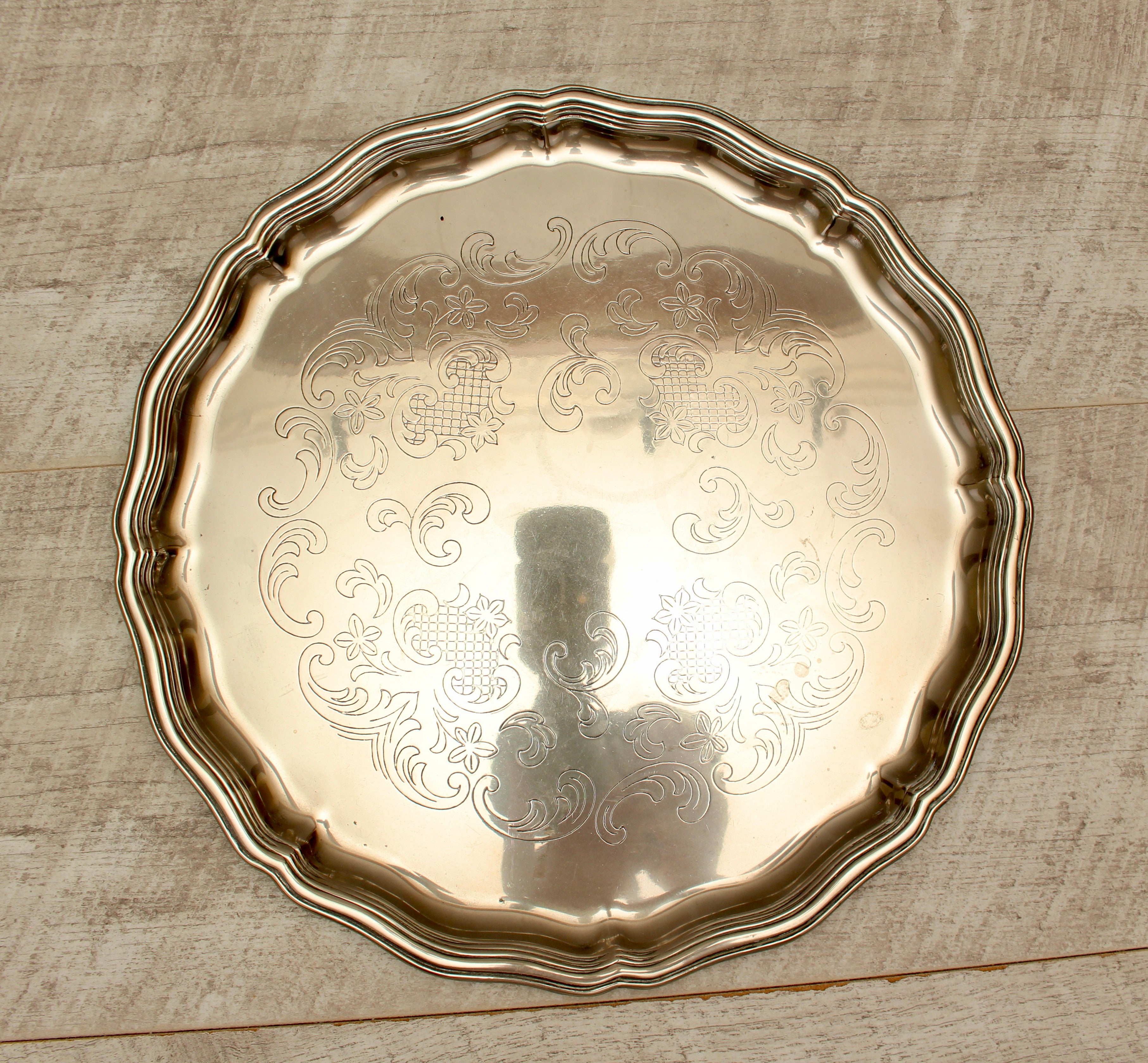 Vintage Inswabel German Silver Plated Chased Gallery Tray - 1960s