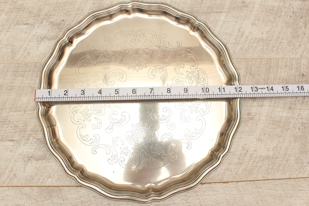 Vintage Inswabel German Silver Plated Chased Gallery Tray - 1960s