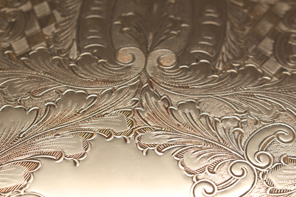 Vintage Viners of Sheffield Alpha Plate Chased Oval Gallery Tray