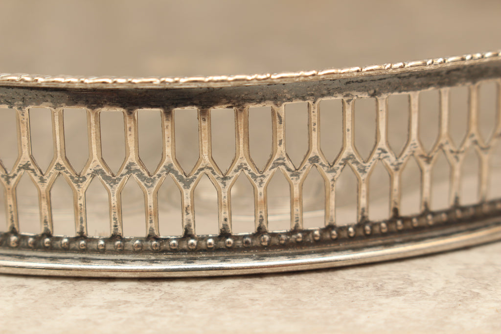 Vintage Viners of Sheffield Alpha Plate Chased Oval Gallery Tray