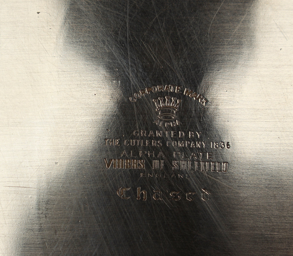 Vintage Viners of Sheffield Alpha Plate Chased Oval Gallery Tray