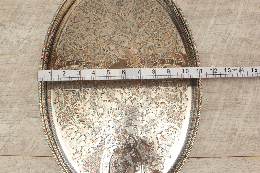 Vintage Viners of Sheffield Alpha Plate Chased Oval Gallery Tray