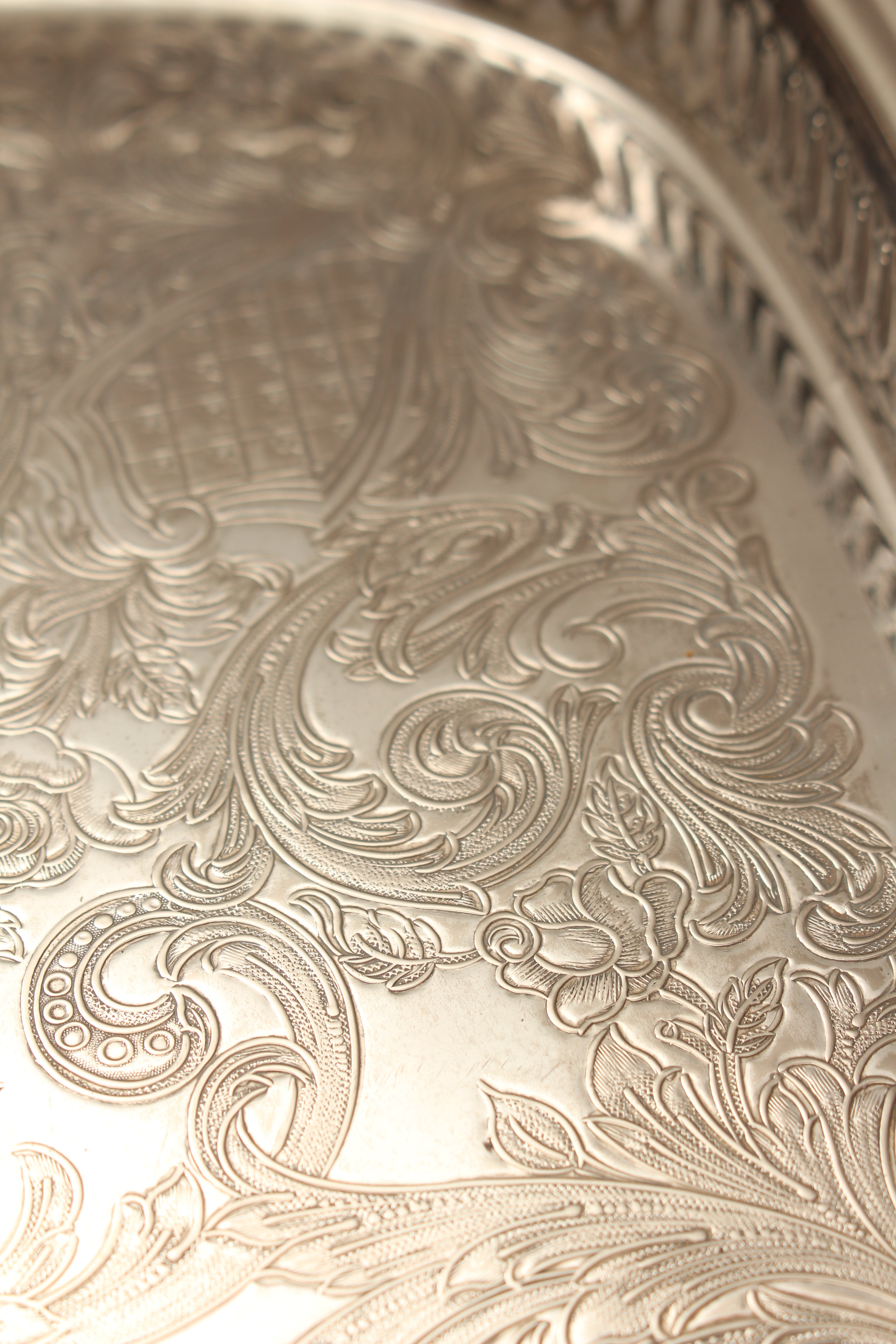 Vintage Oneida USA Silver Plated Chased Rectangular Gallery Tray