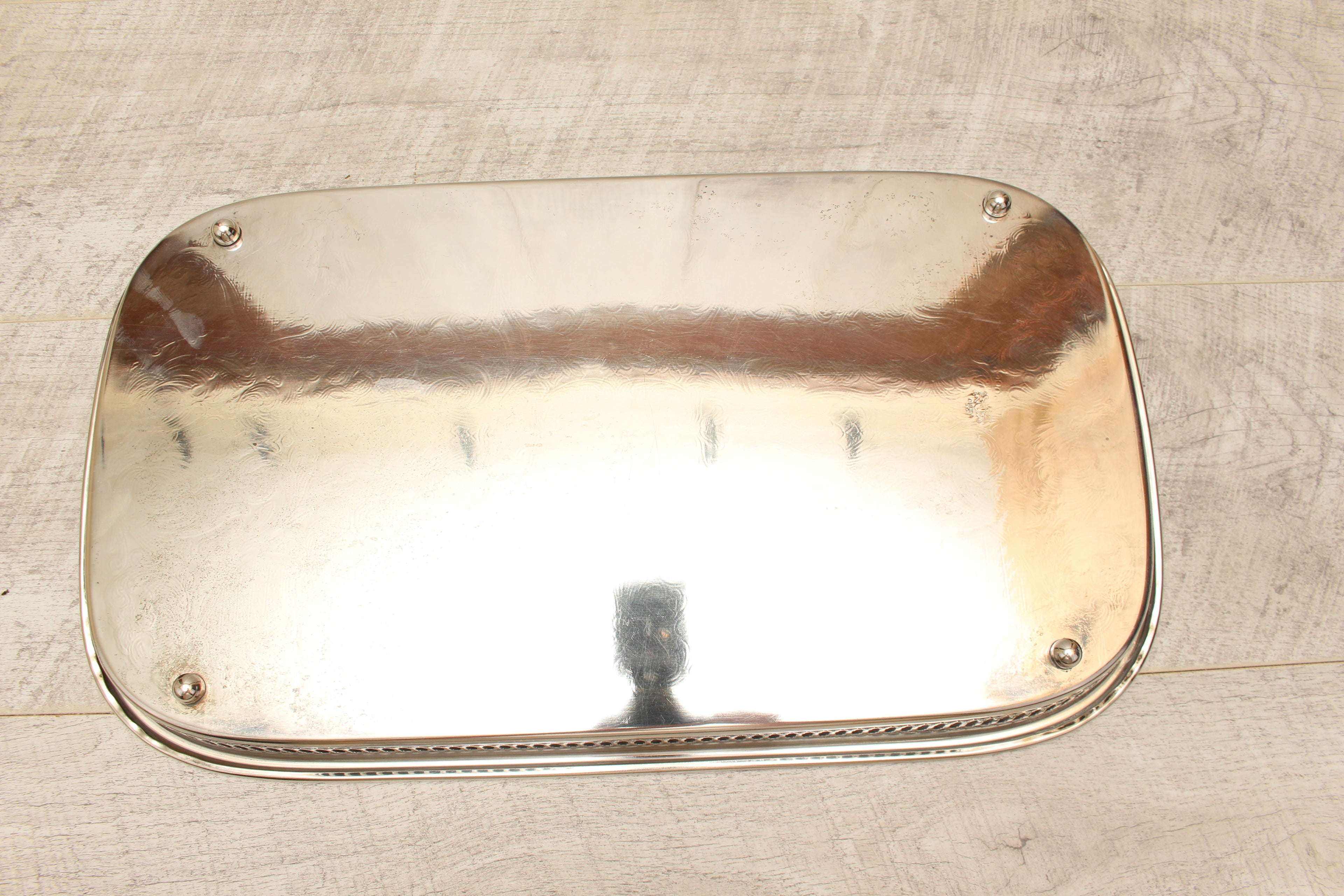 Vintage Oneida USA Silver Plated Chased Rectangular Gallery Tray