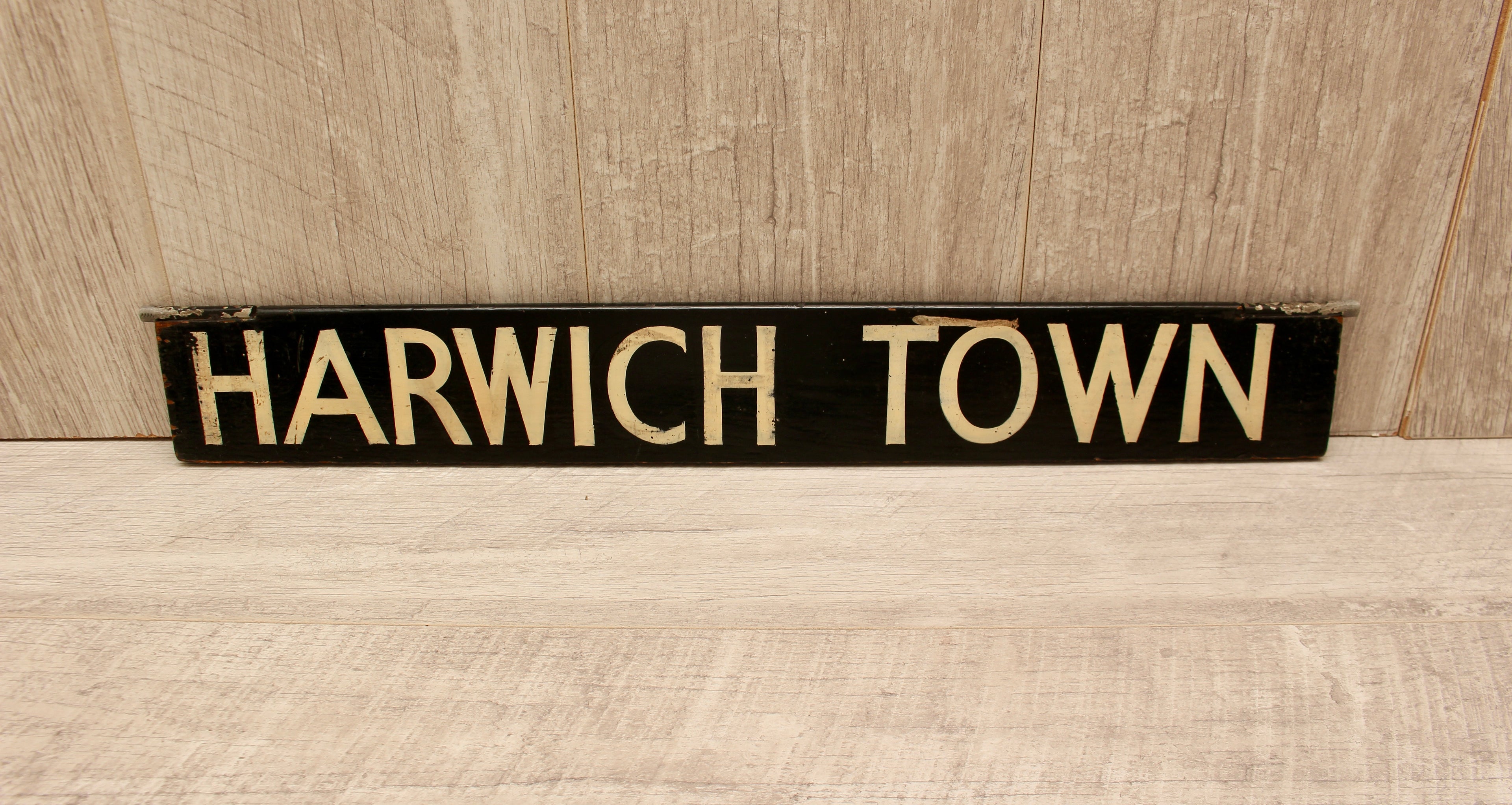 Authentic Vintage Liverpool Street Station Train Indicator "Finger Board" – Harwich Town (Black Variant)