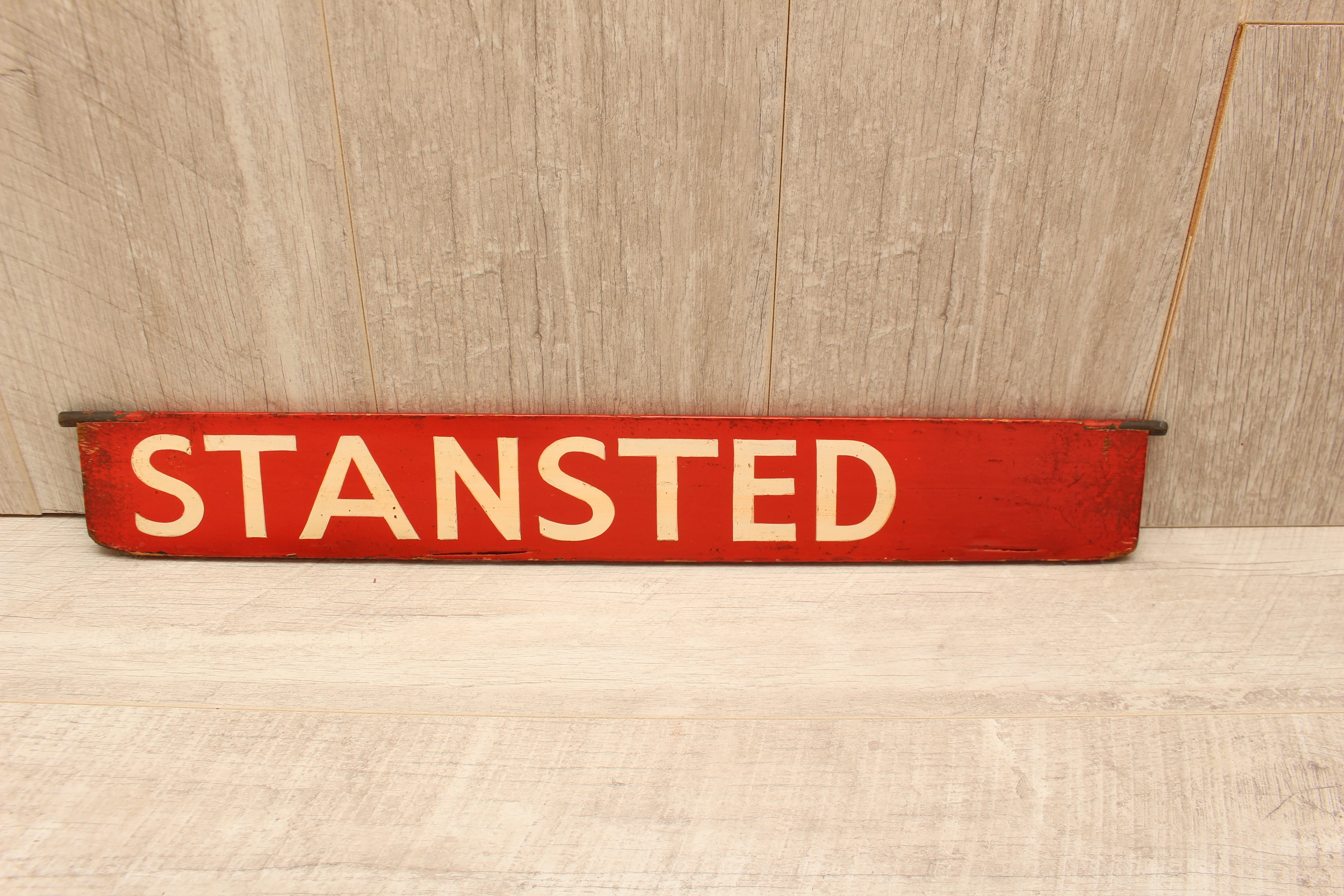 Authentic Vintage Liverpool Street Station Train Indicator "Finger Board" – Stansted (Red Variant)