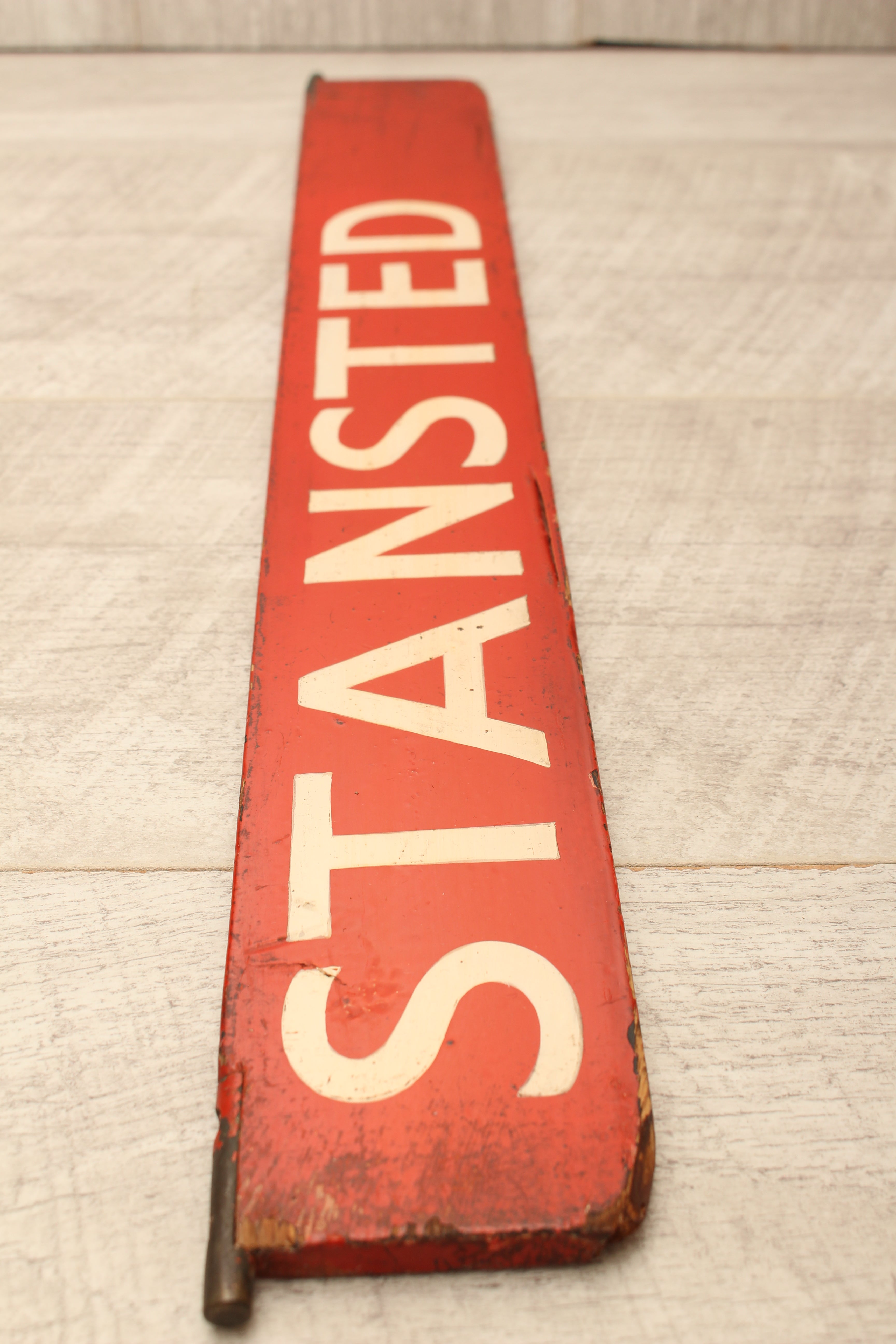 Authentic Vintage Liverpool Street Station Train Indicator "Finger Board" – Stansted (Red Variant)
