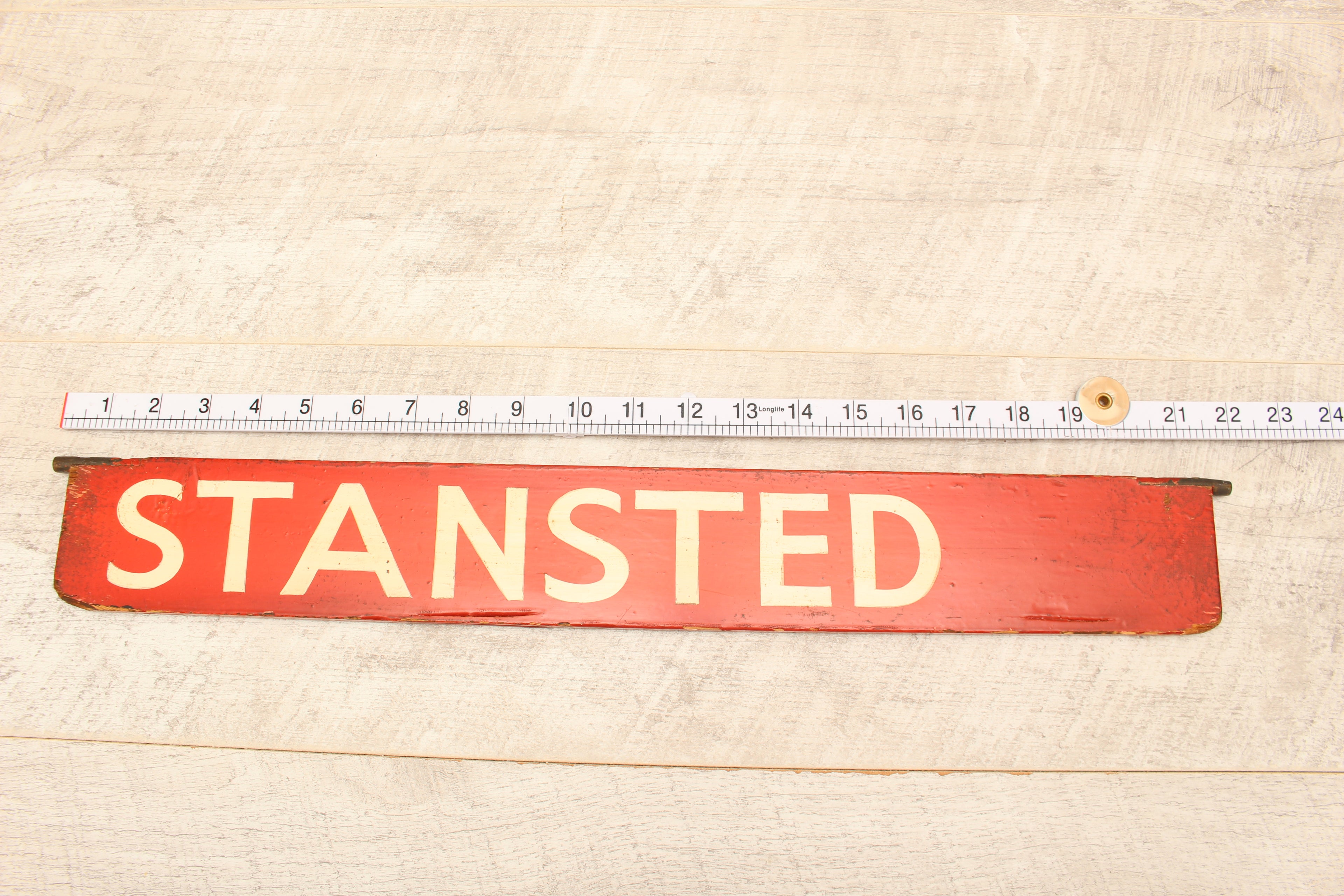Authentic Vintage Liverpool Street Station Train Indicator "Finger Board" – Stansted (Red Variant)