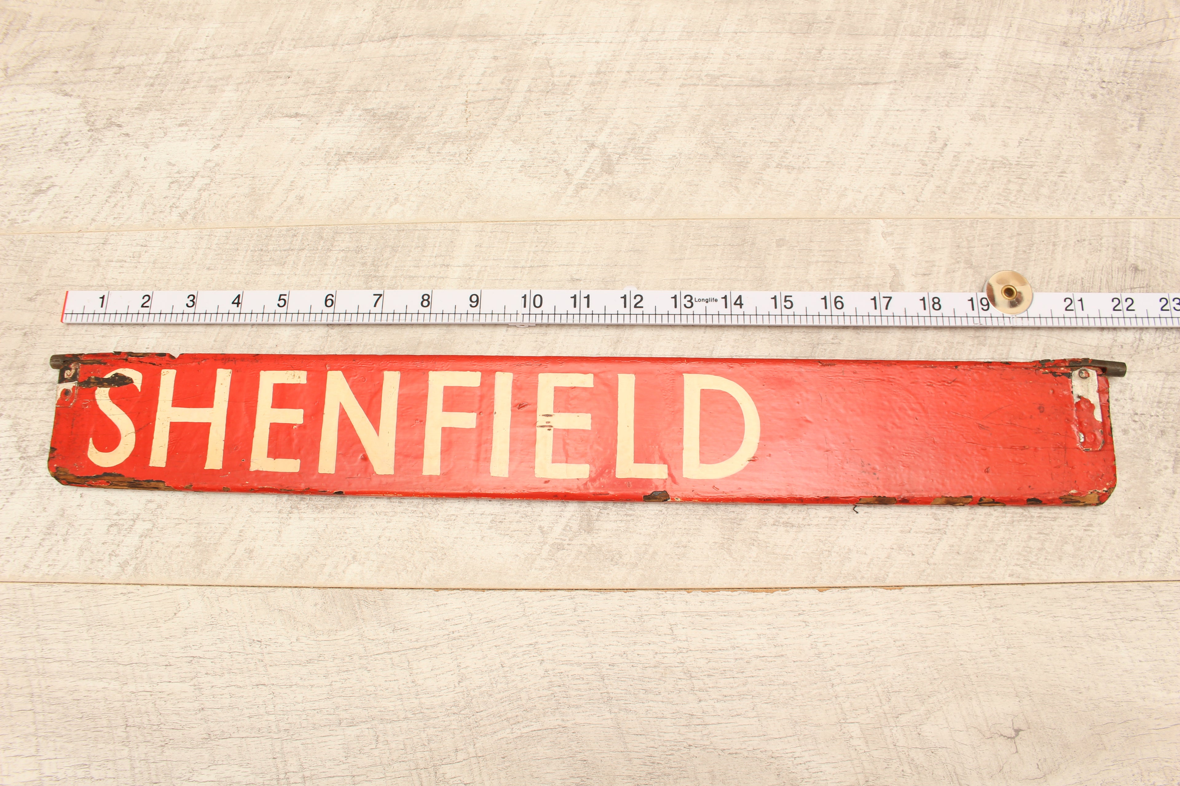 Authentic Vintage Liverpool Street Station Train Indicator "Finger Board" – Shenfield (Red Variant)